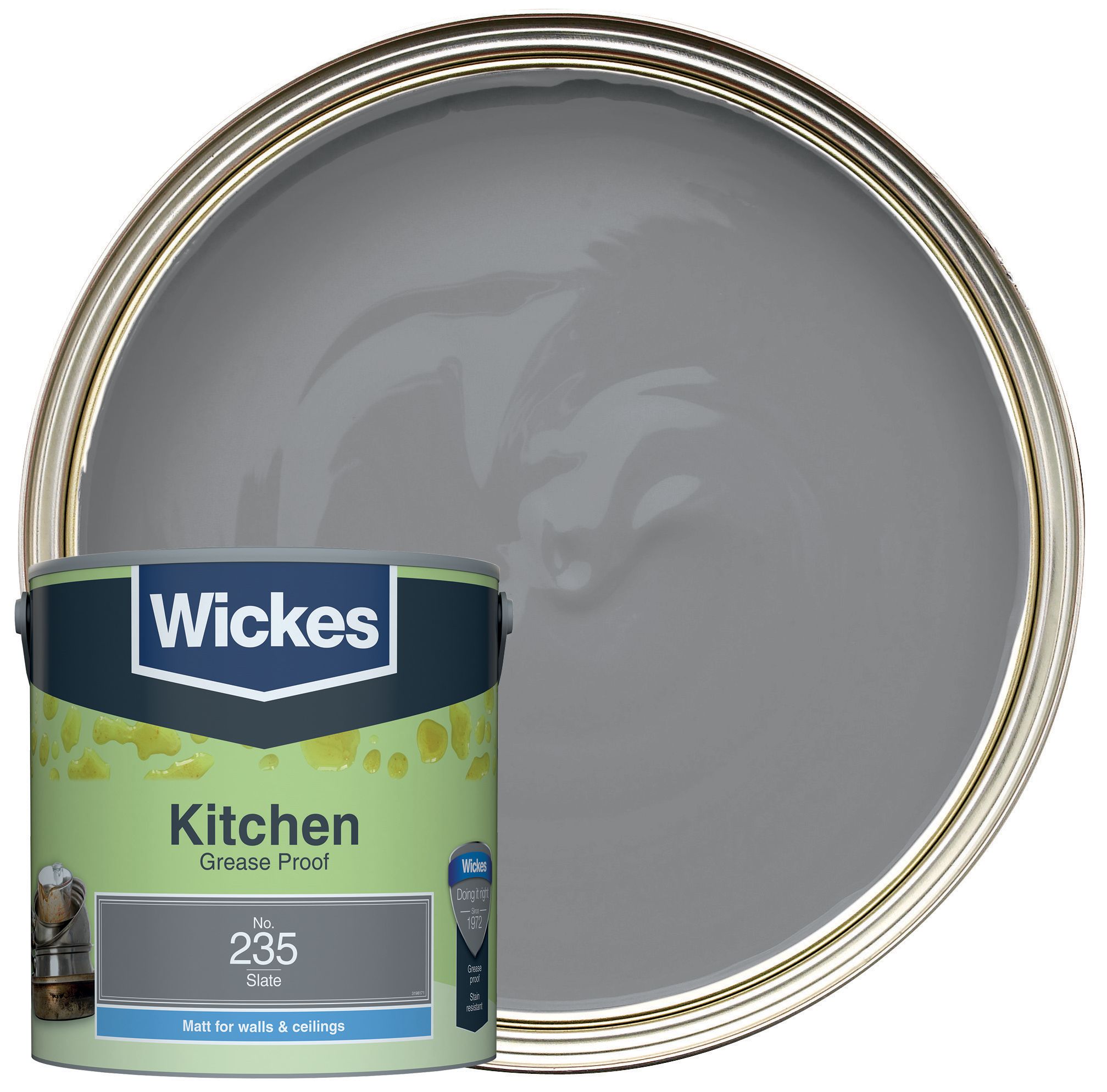 Wickes Kitchen Matt Emulsion Paint - Slate No.235 - 2.5L