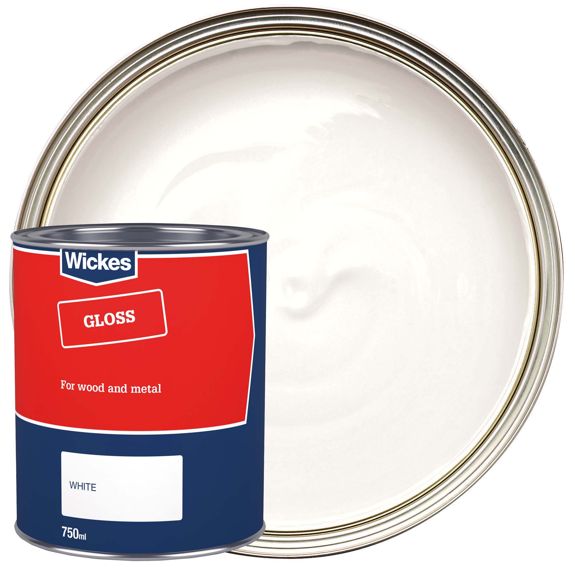 Image of Wickes Basic Gloss Wood & Metal Paint - White - 750ml