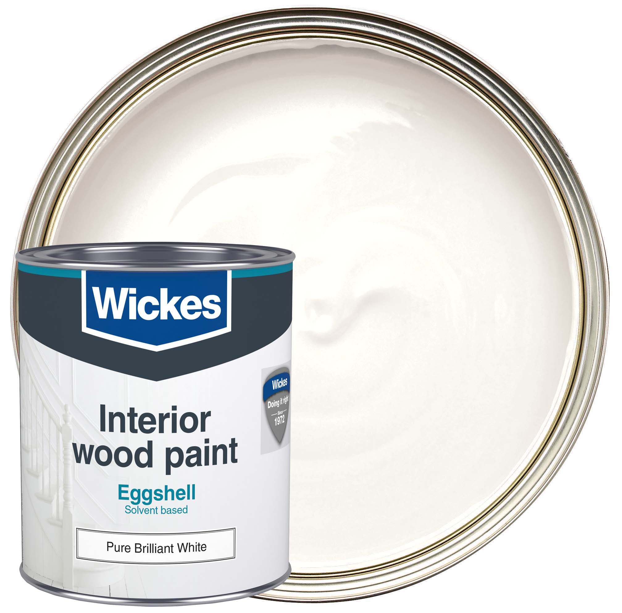 Image of Wickes Eggshell Wood & Metal Paint - Pure Brilliant White - 750ml