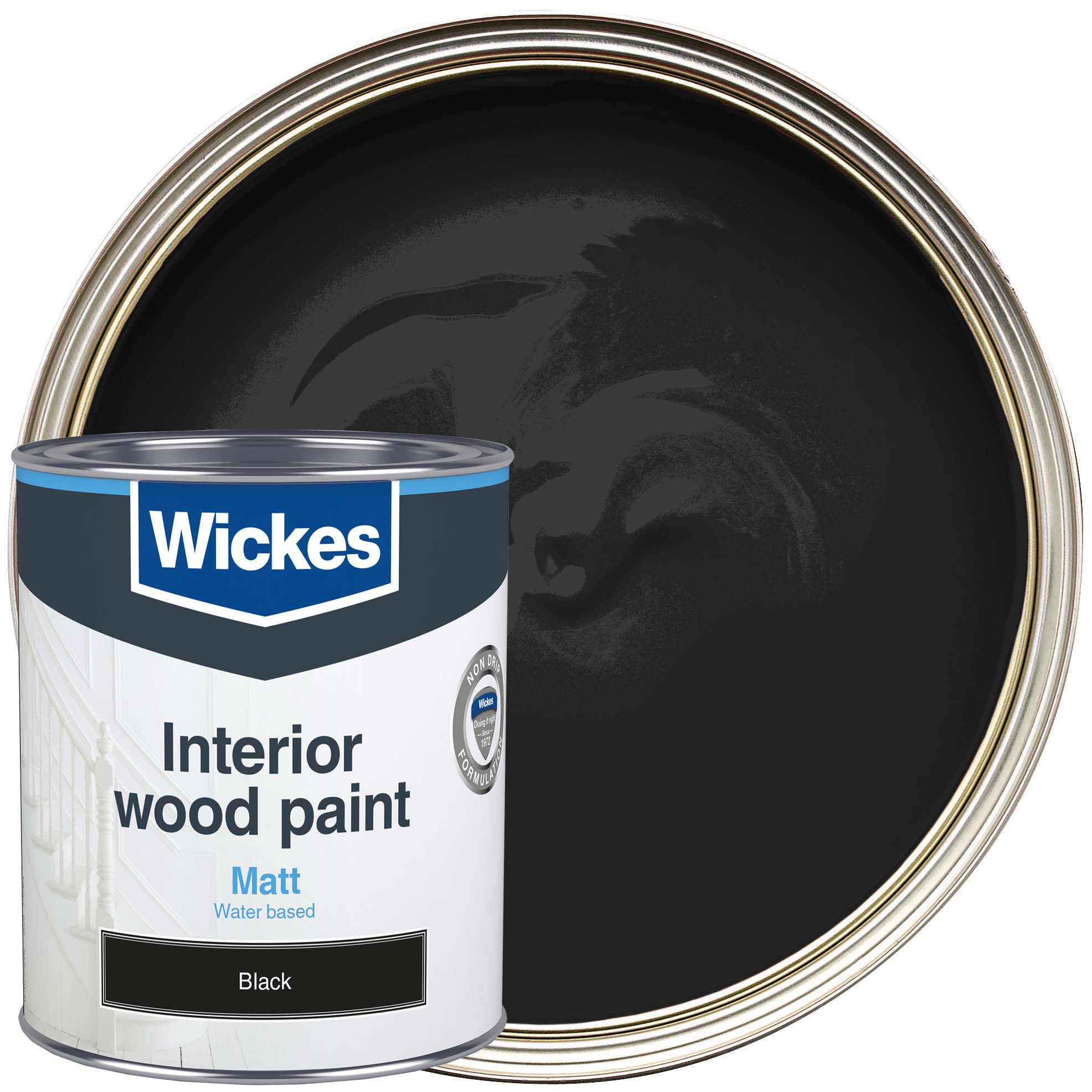 Wickes Non Drip Matt Wood & Metal Paint - Black - 750ml