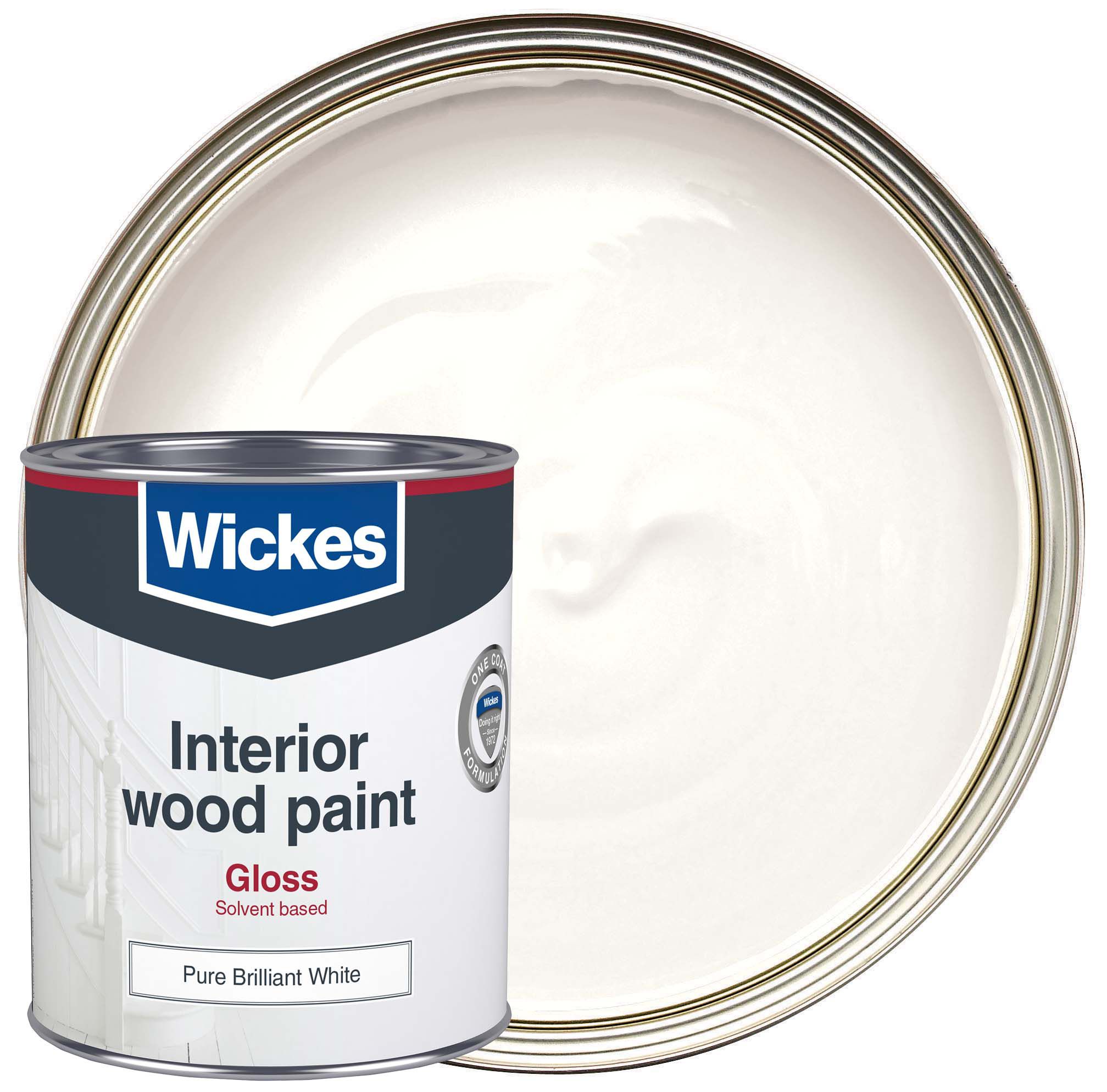 Image of Wickes One Coat Gloss Wood & Metal Paint - Pure Brilliant White - 750ml