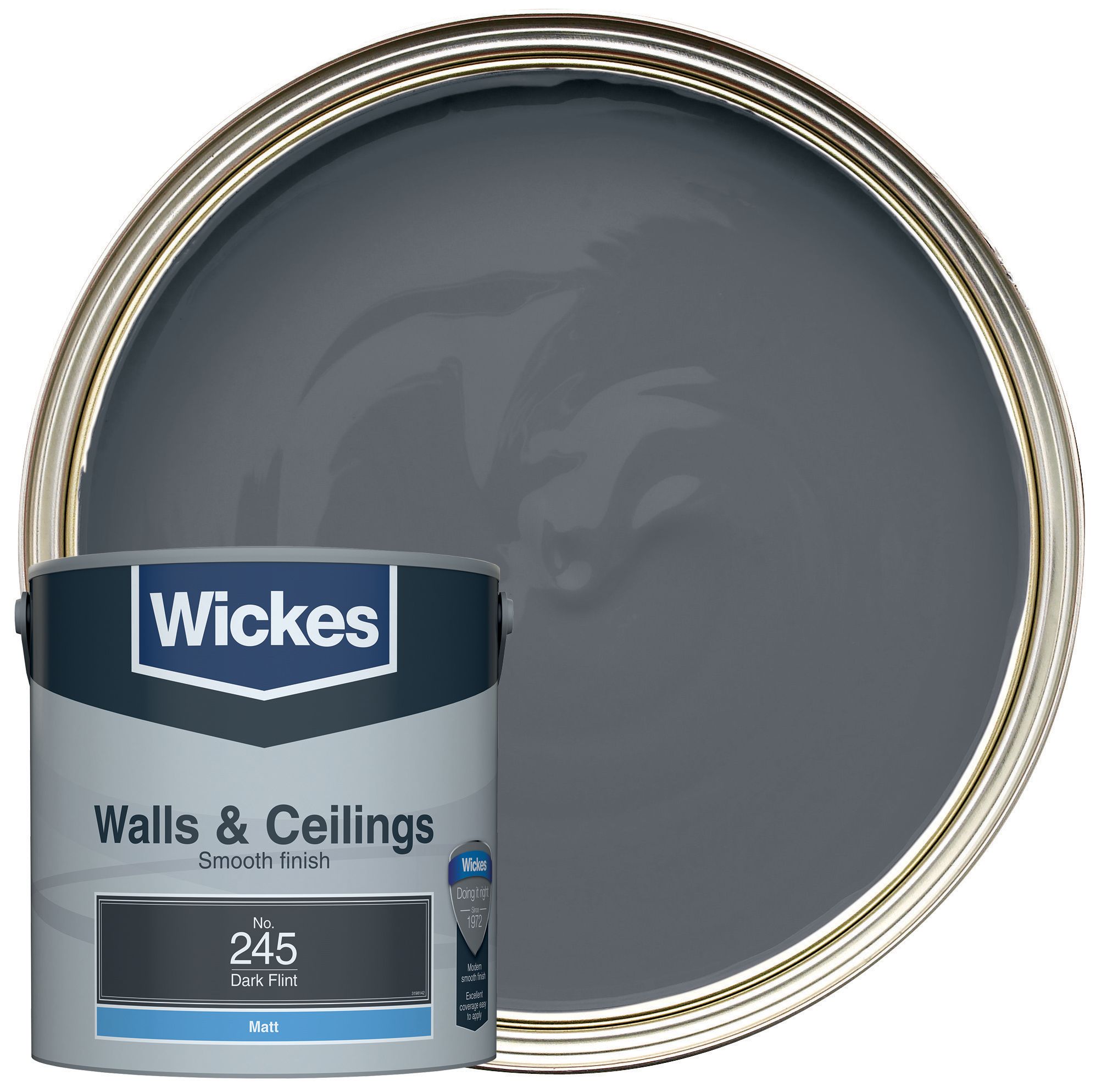 Wickes Vinyl Matt Emulsion Paint - Dark Flint No.245 - 2.5L