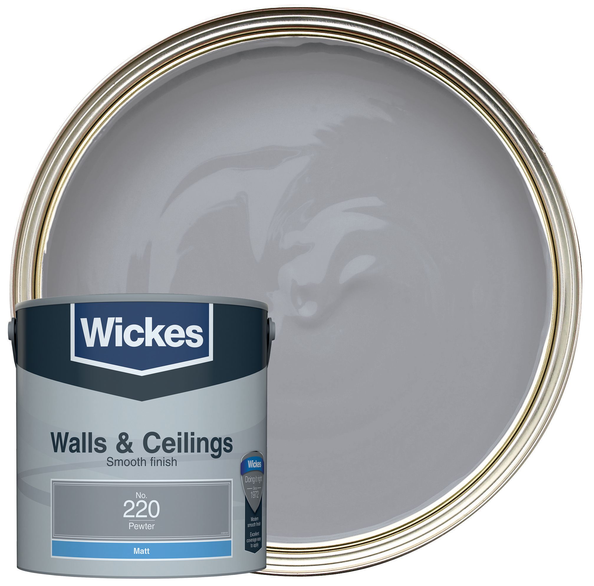 Wickes Vinyl Matt Emulsion Paint - Pewter No.220 - 2.5L