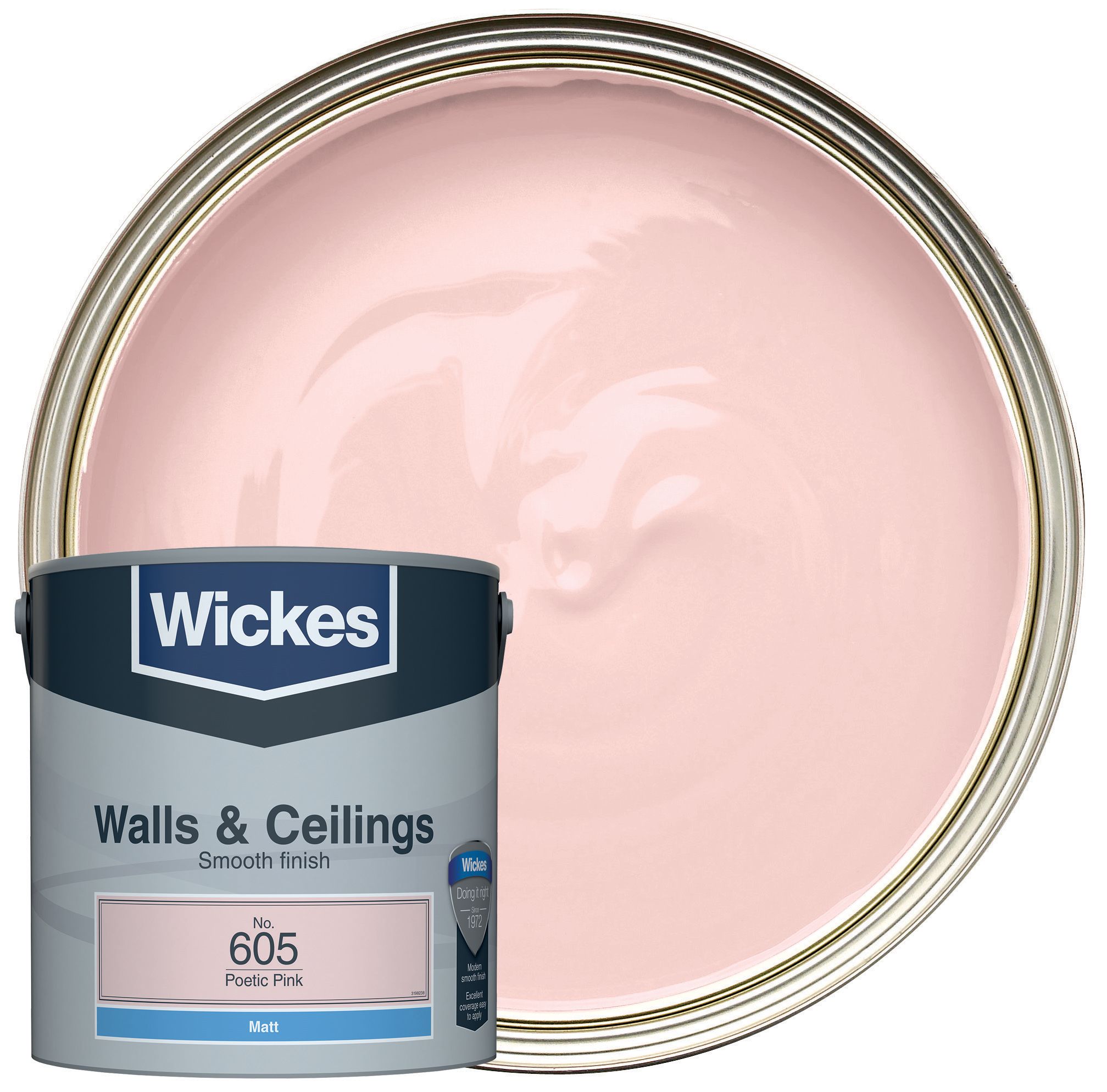 Wickes Vinyl Matt Emulsion Paint - Poetic Pink No.605 - 2.5L