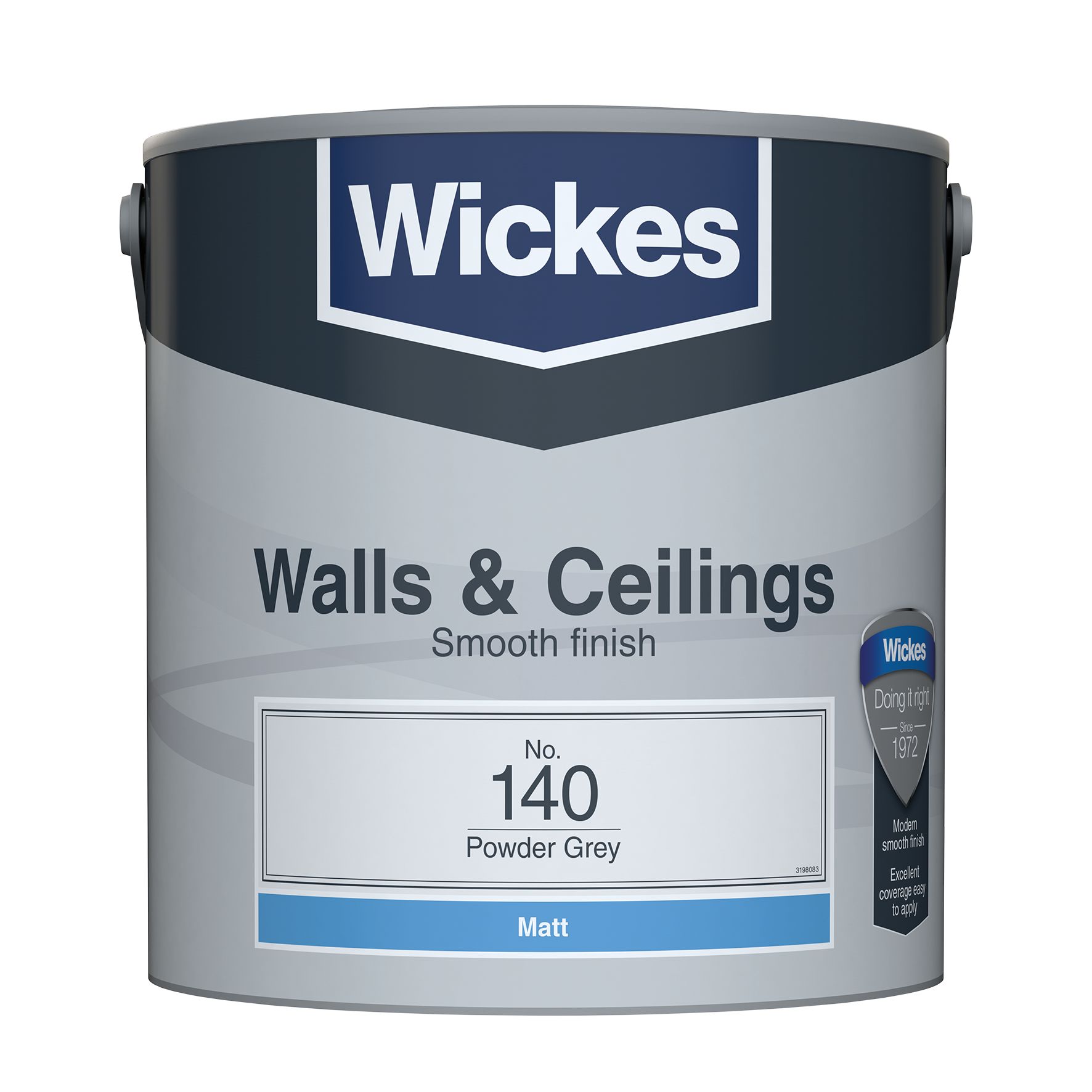 Wickes Vinyl Matt Emulsion Paint - Powder Grey No.140 - 2.5L