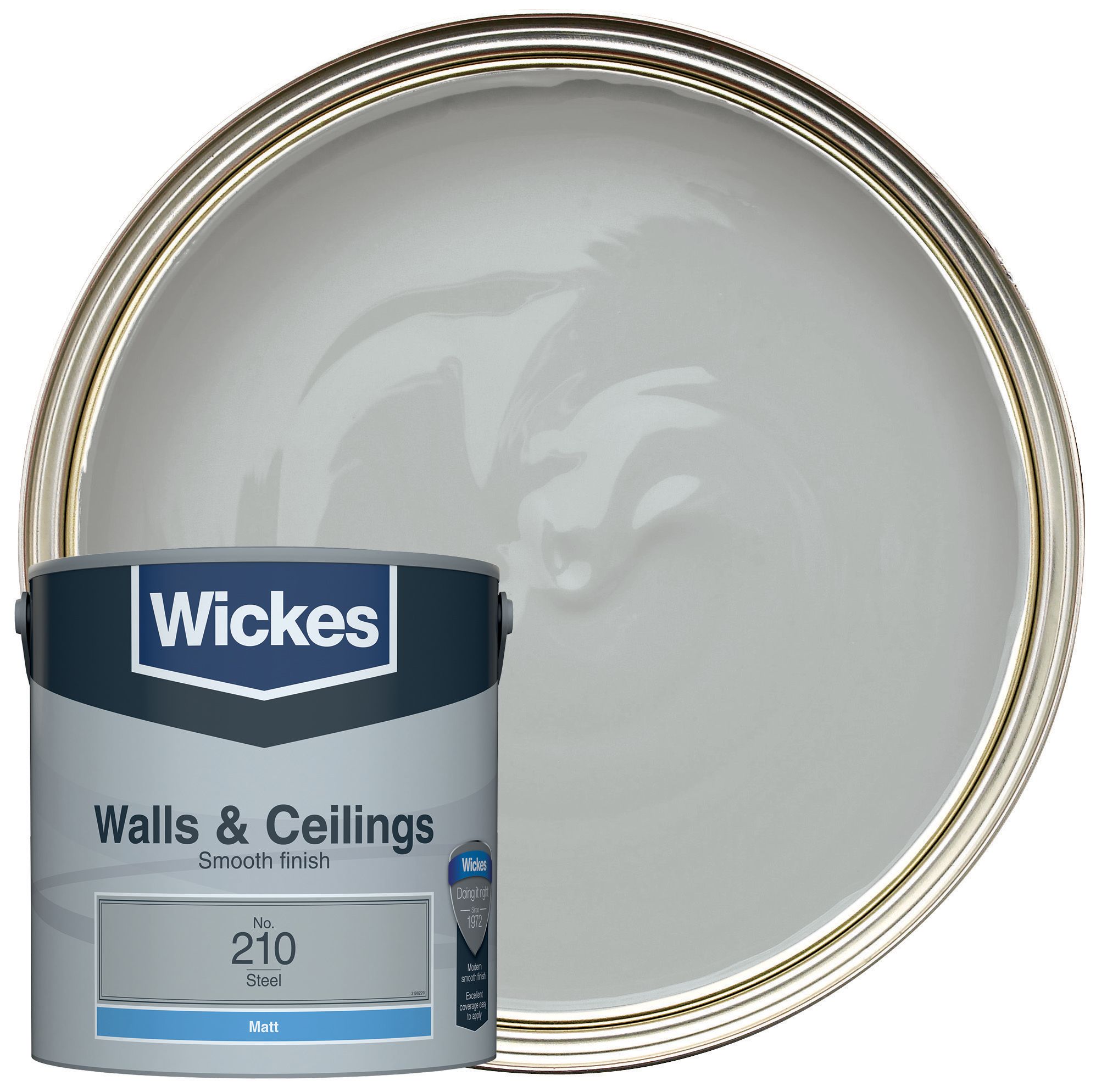 Wickes Vinyl Matt Emulsion Paint - Steel No.210 - 2.5L