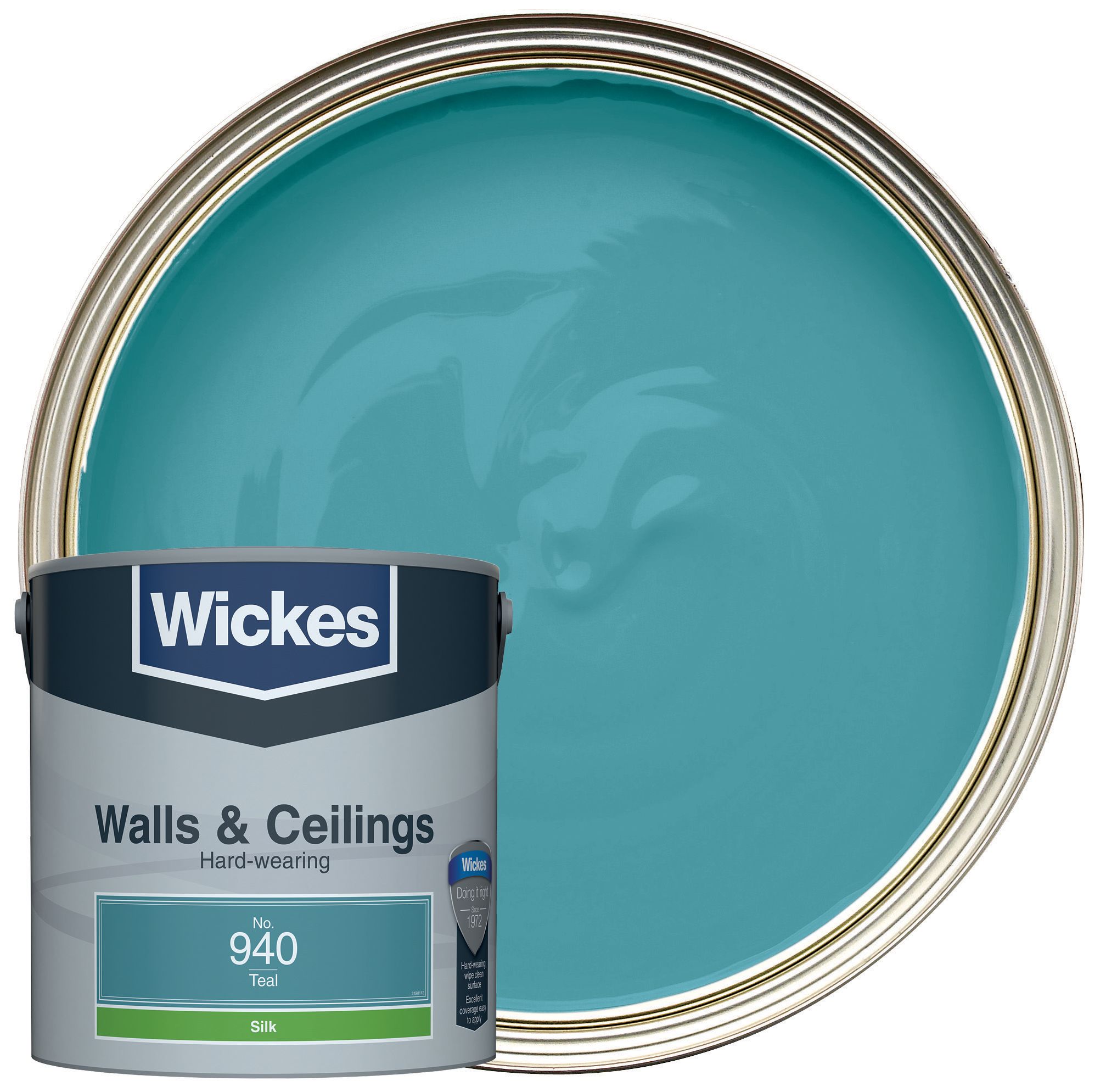 Wickes Vinyl Silk Emulsion Paint - Teal No.940 - 2.5L