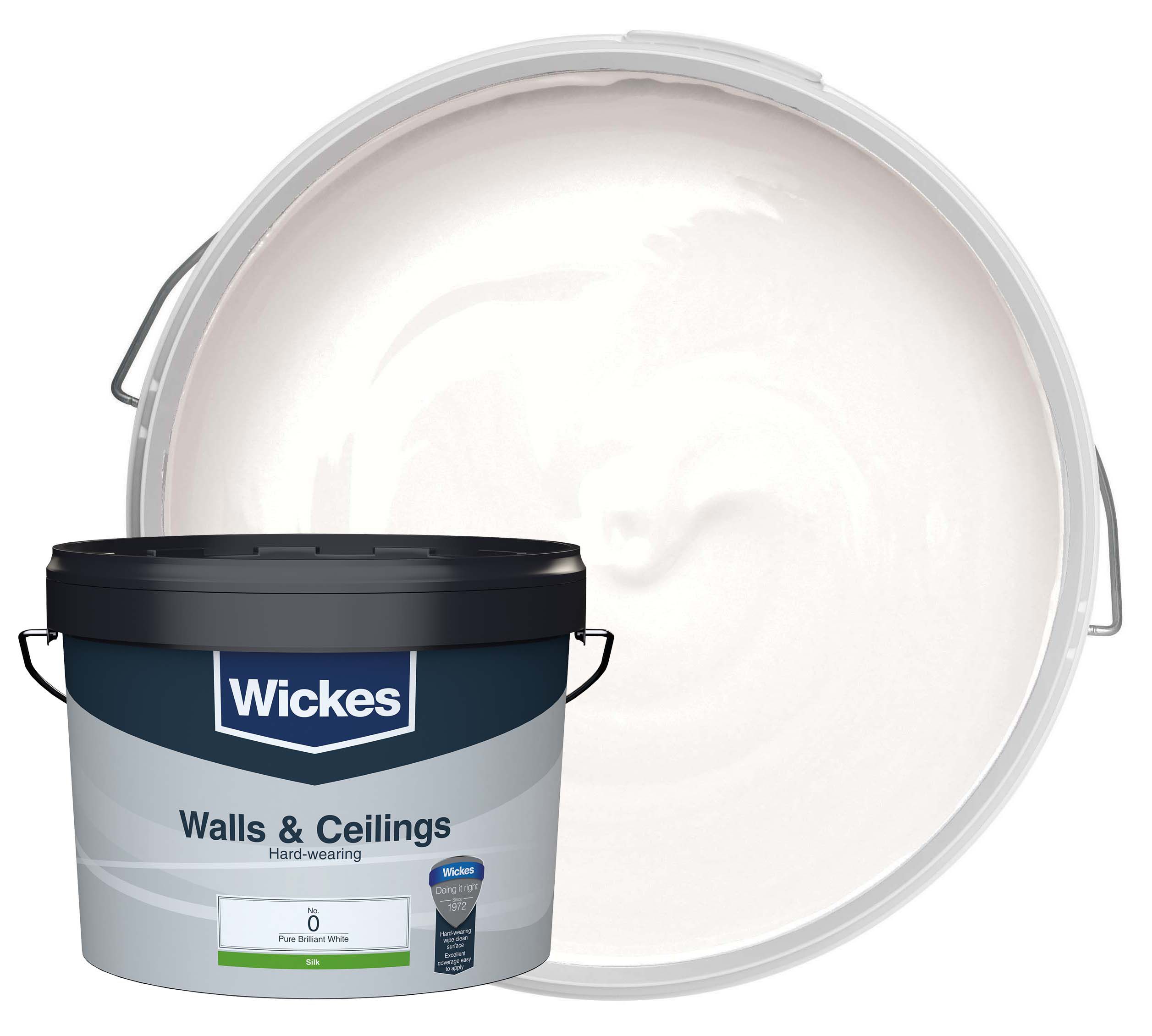 Image of Wickes Vinyl Silk Emulsion Paint - Pure Brilliant White - 10L