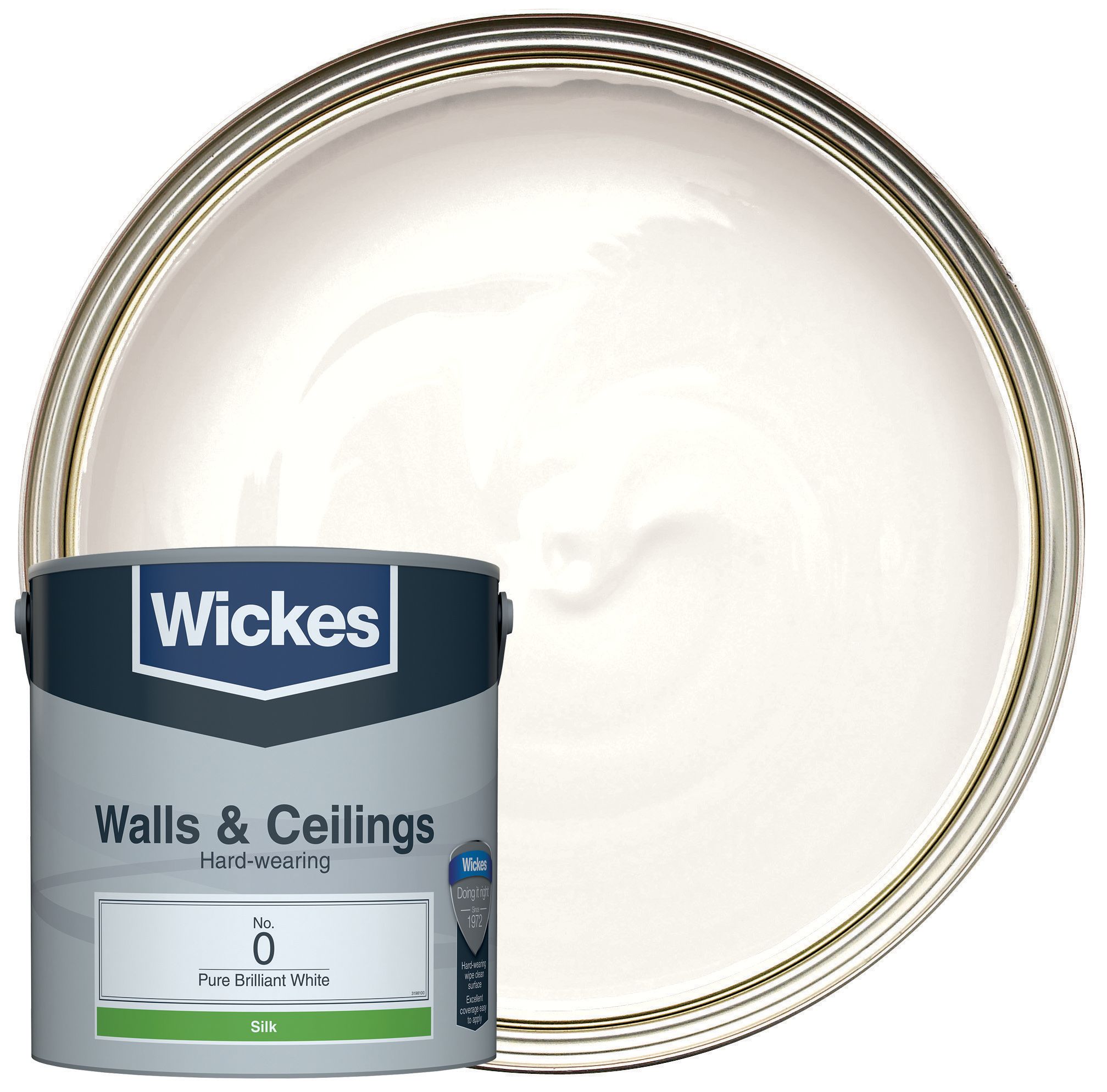 Wickes Vinyl Silk Emulsion Paint - Pure Brilliant White No.0 - 2.5L