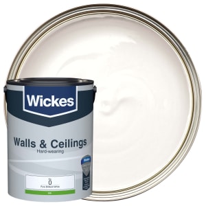Wickes Vinyl Silk Emulsion Paint - Pure Brilliant White No.0 - 5L