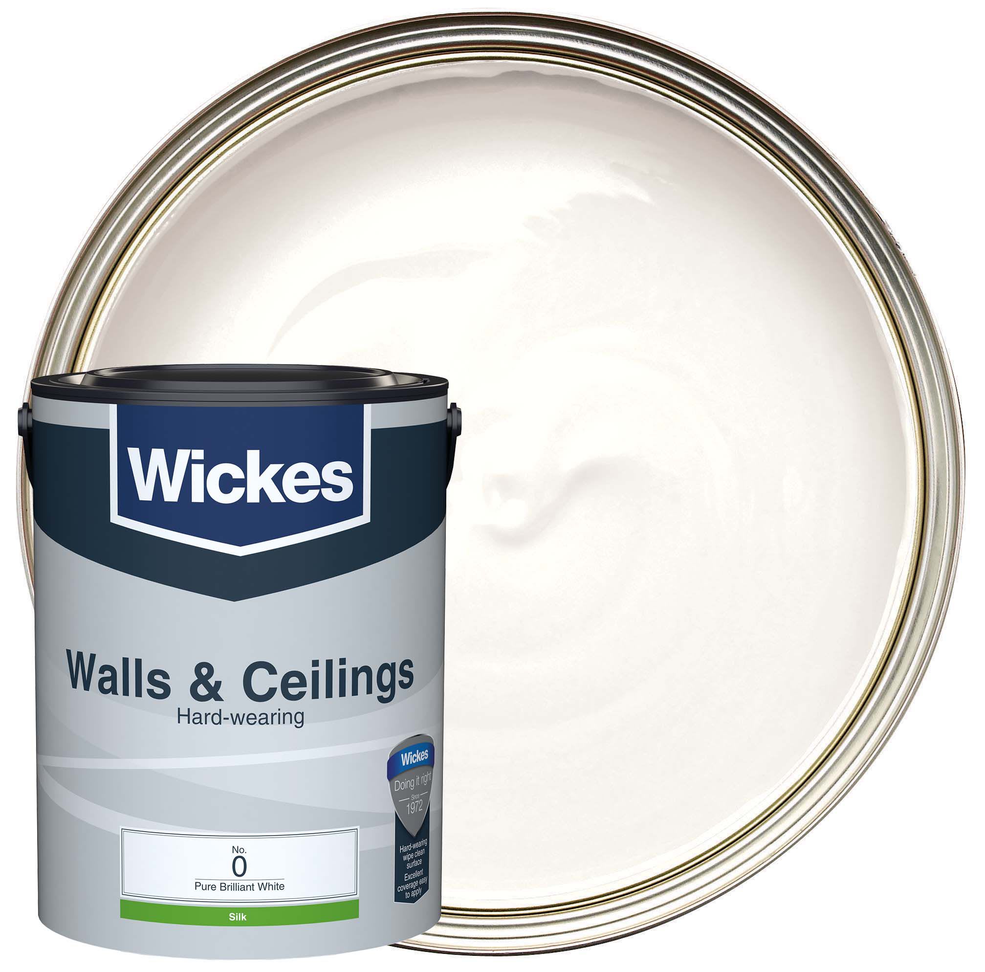 Wickes Vinyl Silk Emulsion Paint Pure Brilliant White No.0 5L