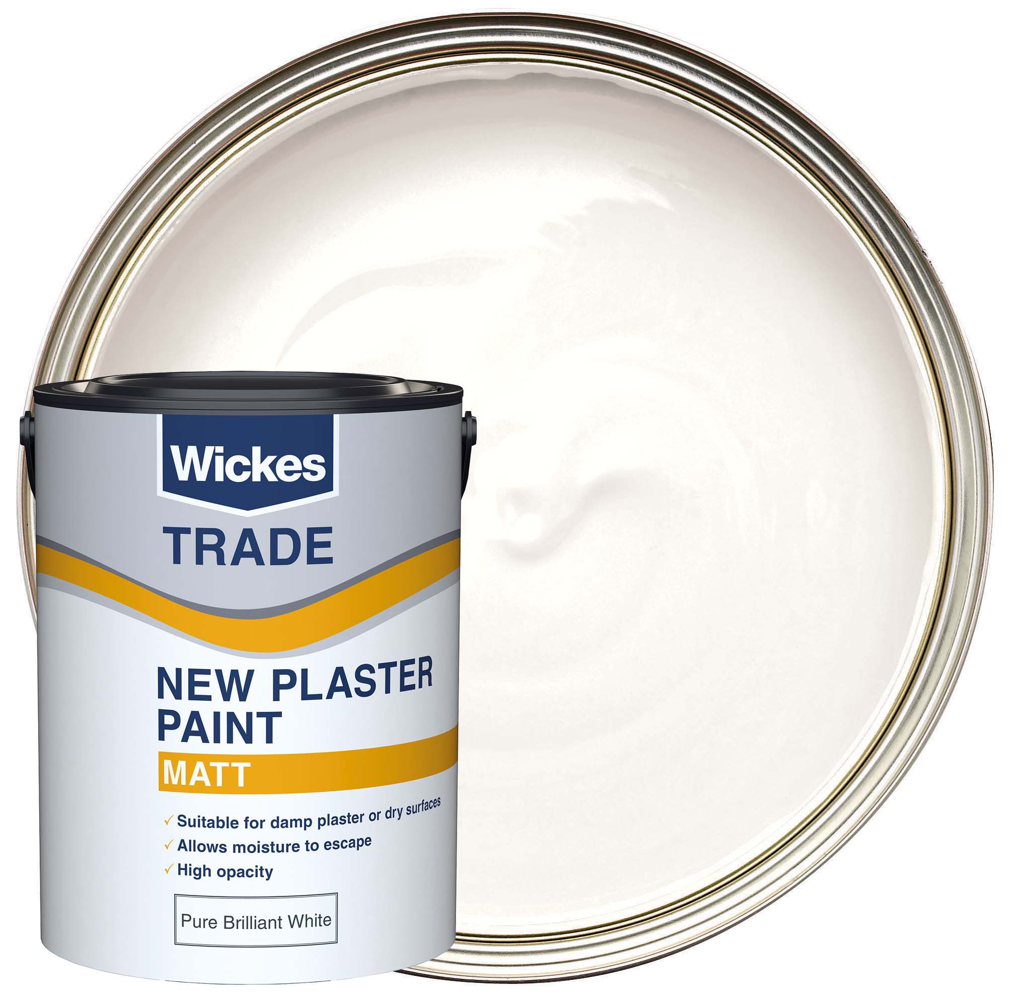 Wickes Trade Matt Emulsion Paint for New Plaster - Pure Brilliant White - 5L