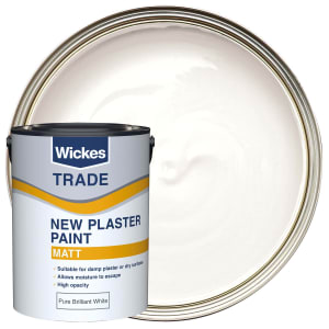 Wickes Trade Matt Emulsion Paint for New Plaster - Pure Brilliant White - 5L