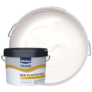 Wickes Trade Matt Emulsion Paint for New Plaster - Pure Brilliant White - 10L