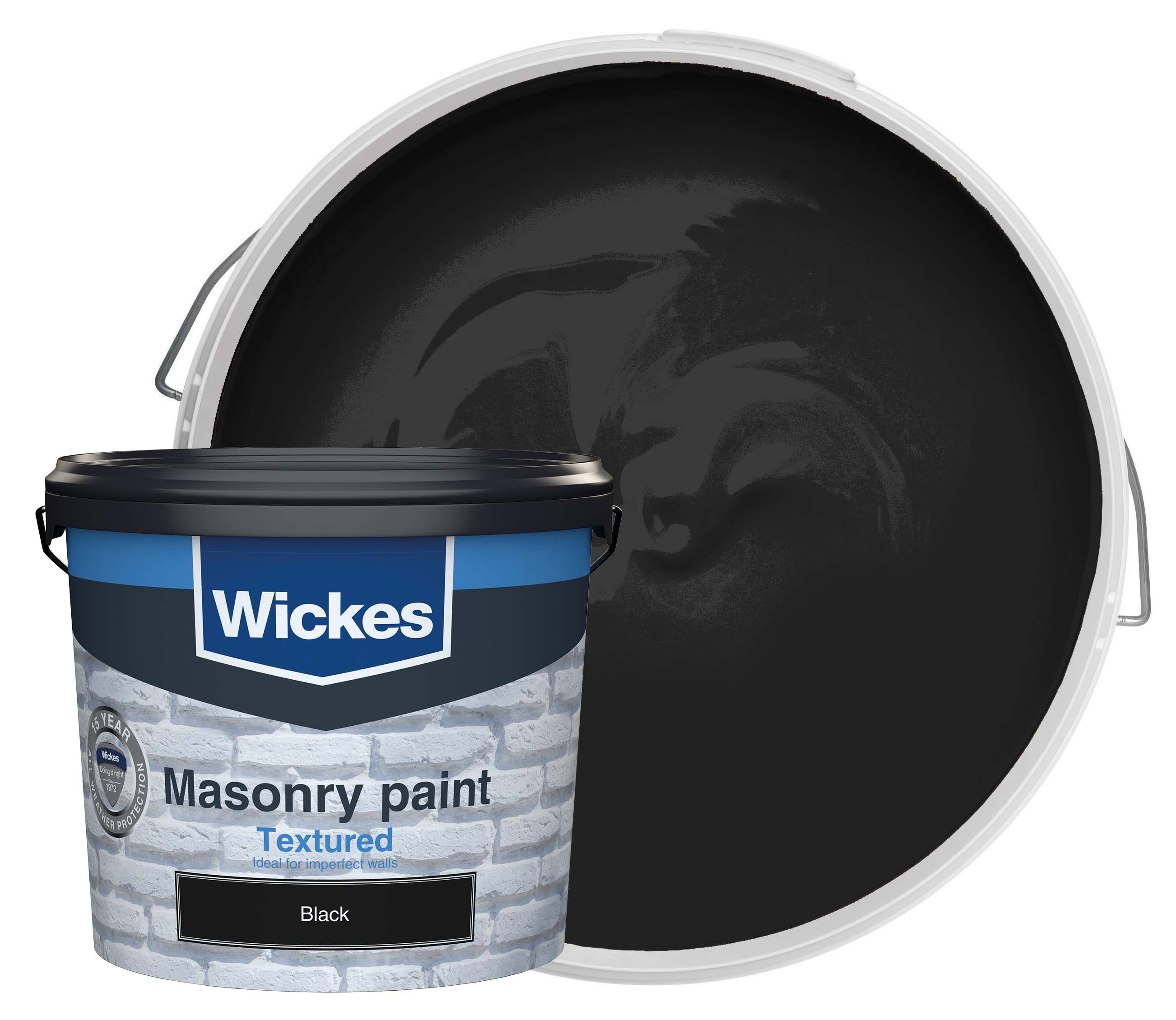 Wickes Textured Masonry Paint - Black - 5L