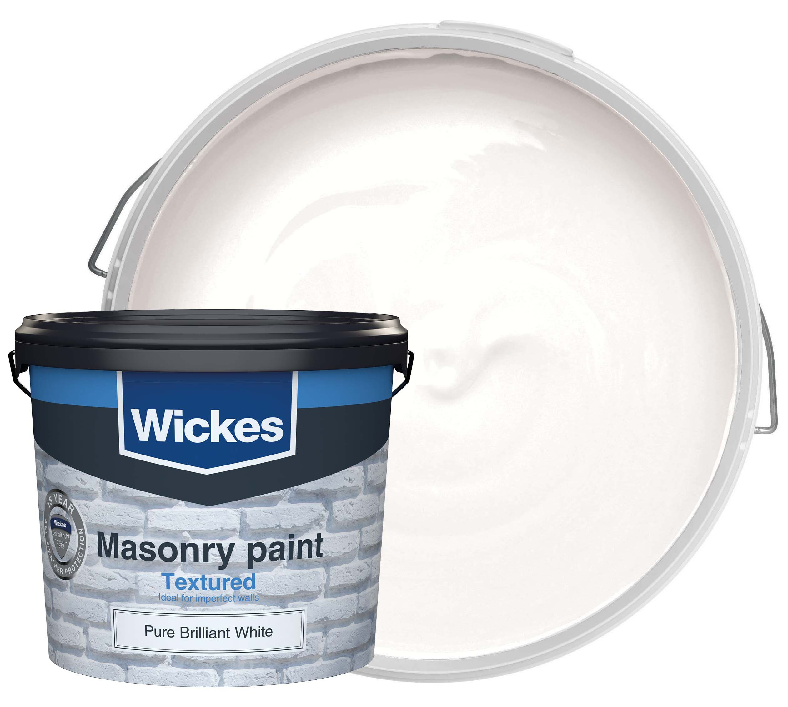 Wickes Textured Masonry Paint - Pure Brilliant White - 5L