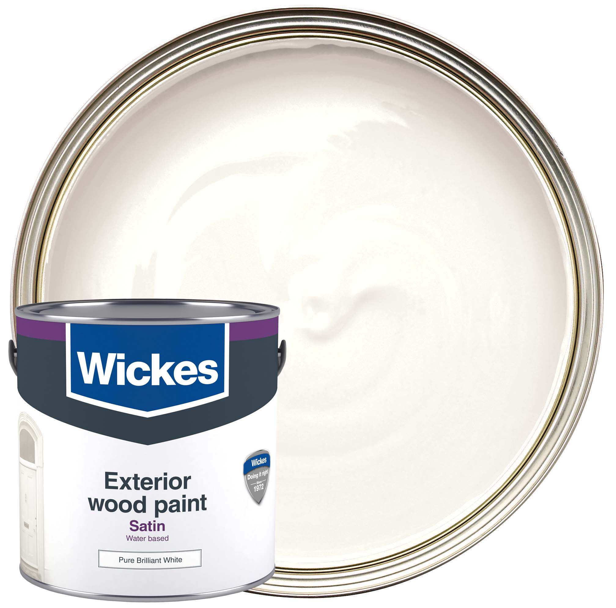 Image of Wickes Exterior Satinwood Paint Pure Brilliant White 2.5L