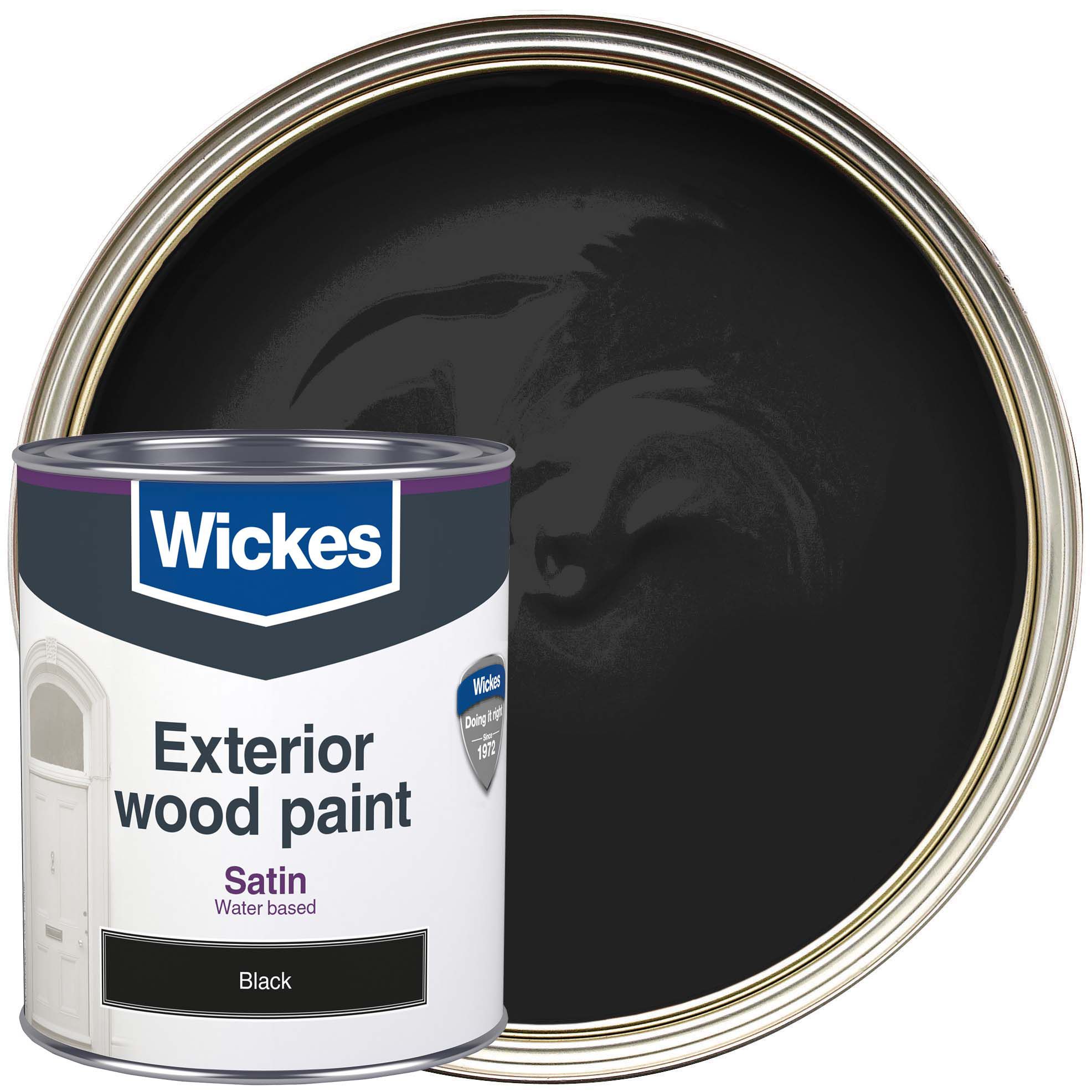 Image of Wickes Exterior Satinwood Paint Black 750ml