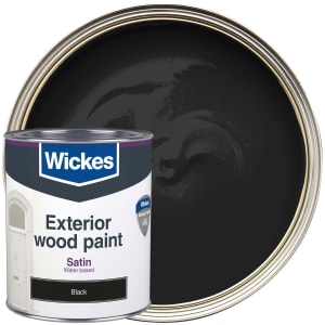 Wickes Exterior Satinwood Paint Black 750ml
