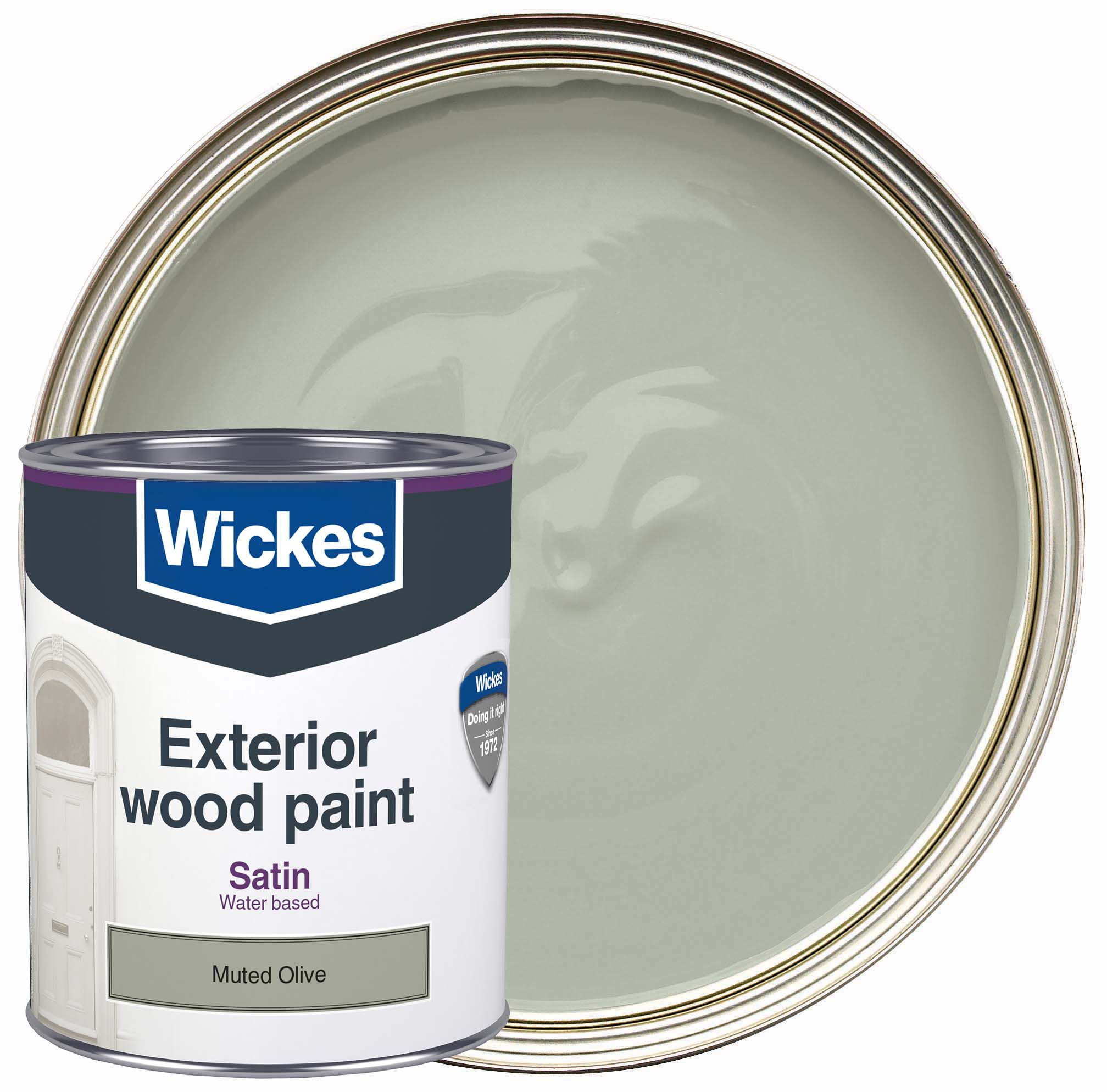 Image of Wickes Exterior Satinwood Paint Muted Olive 750ml