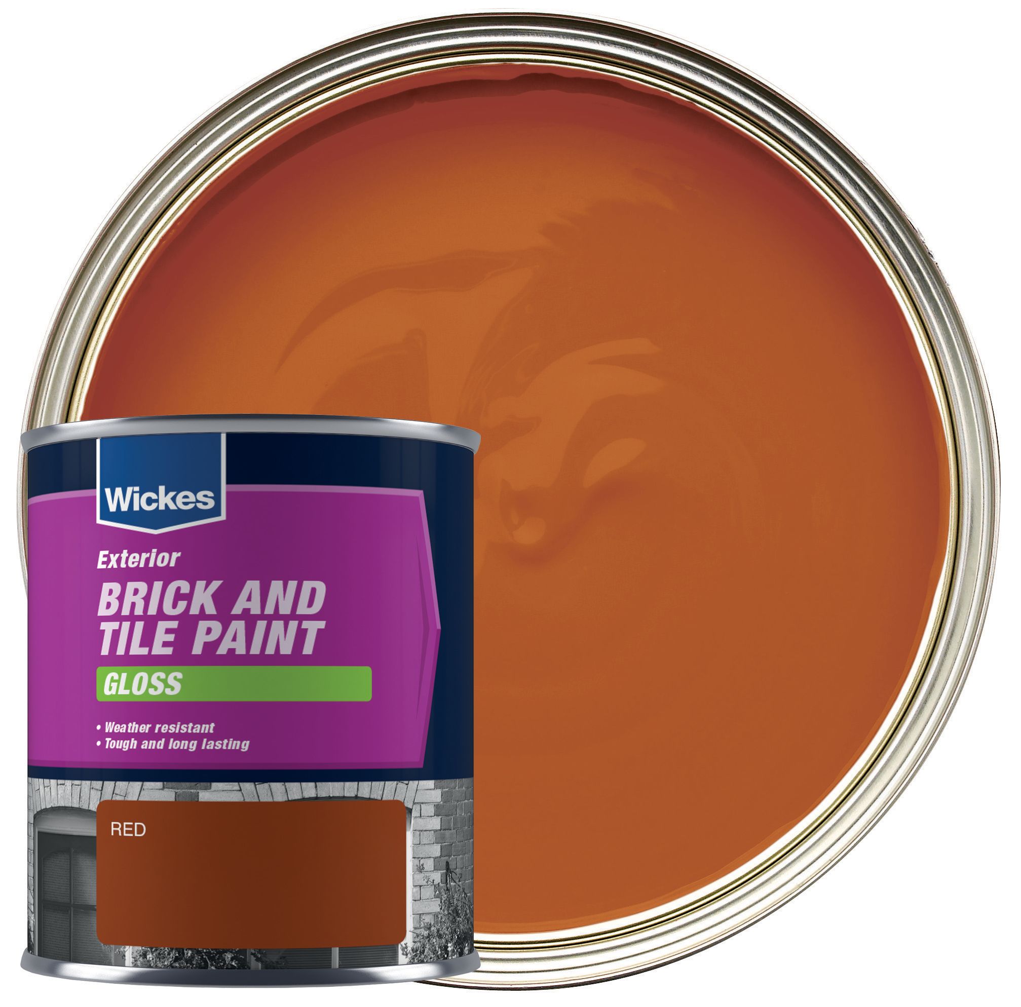 Image of Wickes Brick & Tile Gloss Paint - Red - 750ml