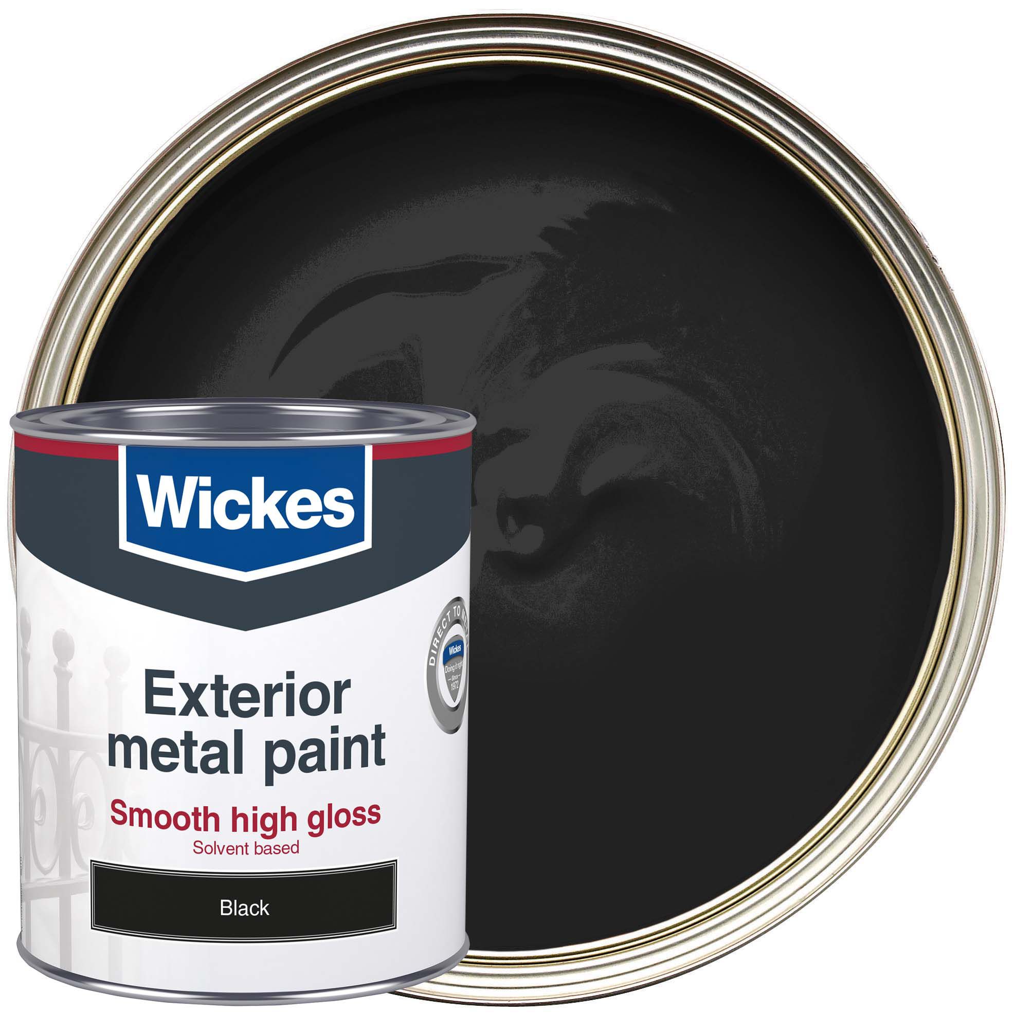 Image of Wickes High Gloss Finish Metal Paint - Black - 750ml