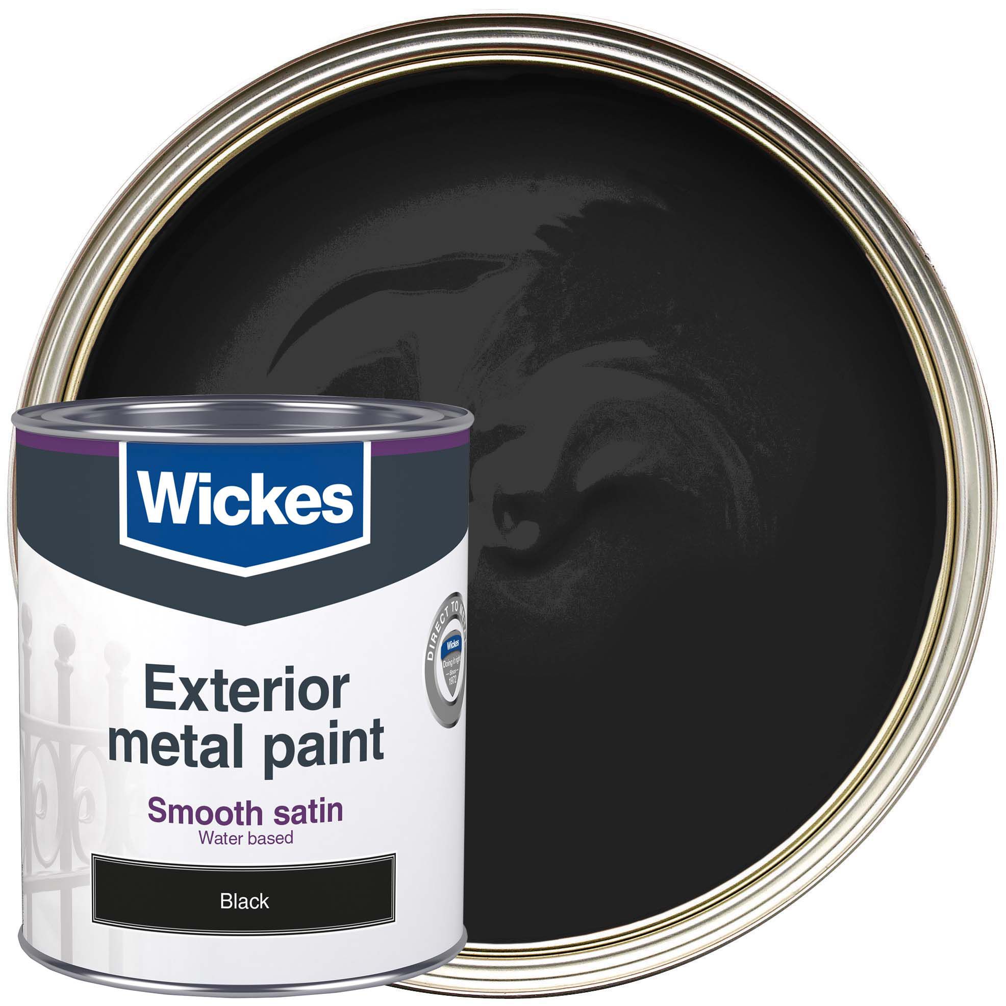 Wickes Smooth Satin Finish Metal Paint - Black - 750ml