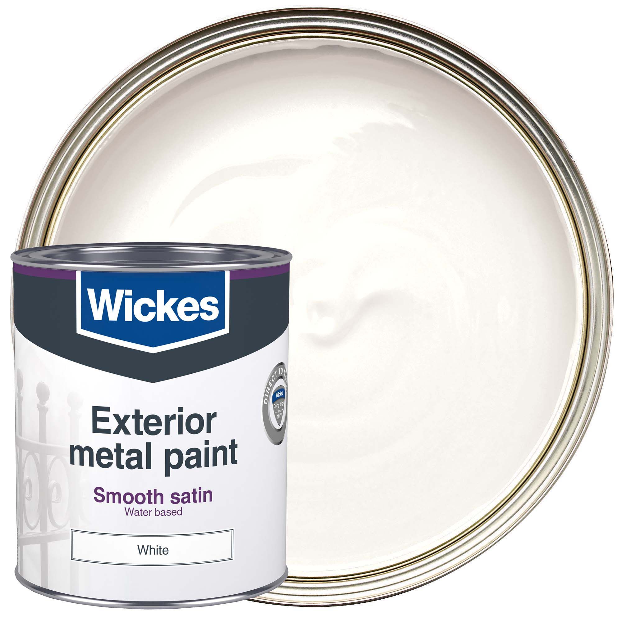 Image of Wickes Smooth Finish Metal Paint - Satin White - 750ml
