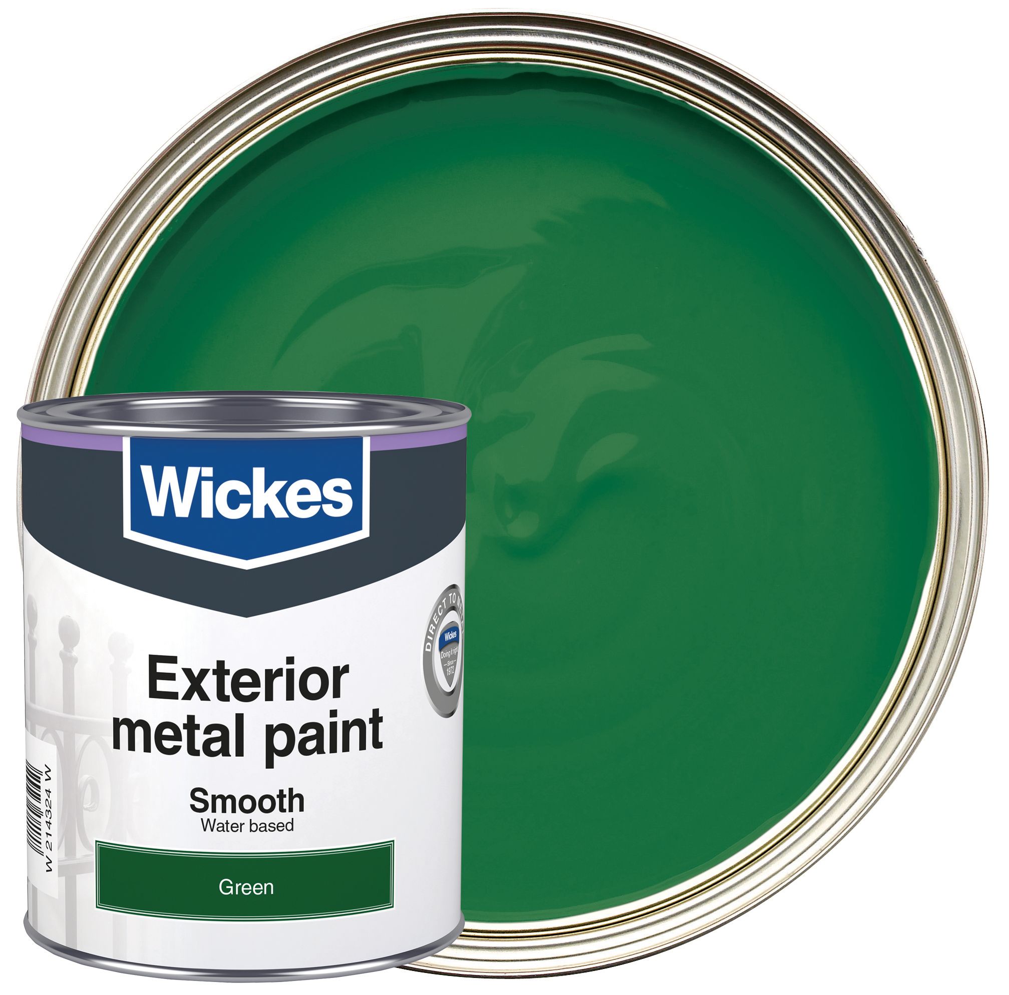 Image of Wickes Smooth Finish Metal Paint - Satin Green - 750ml