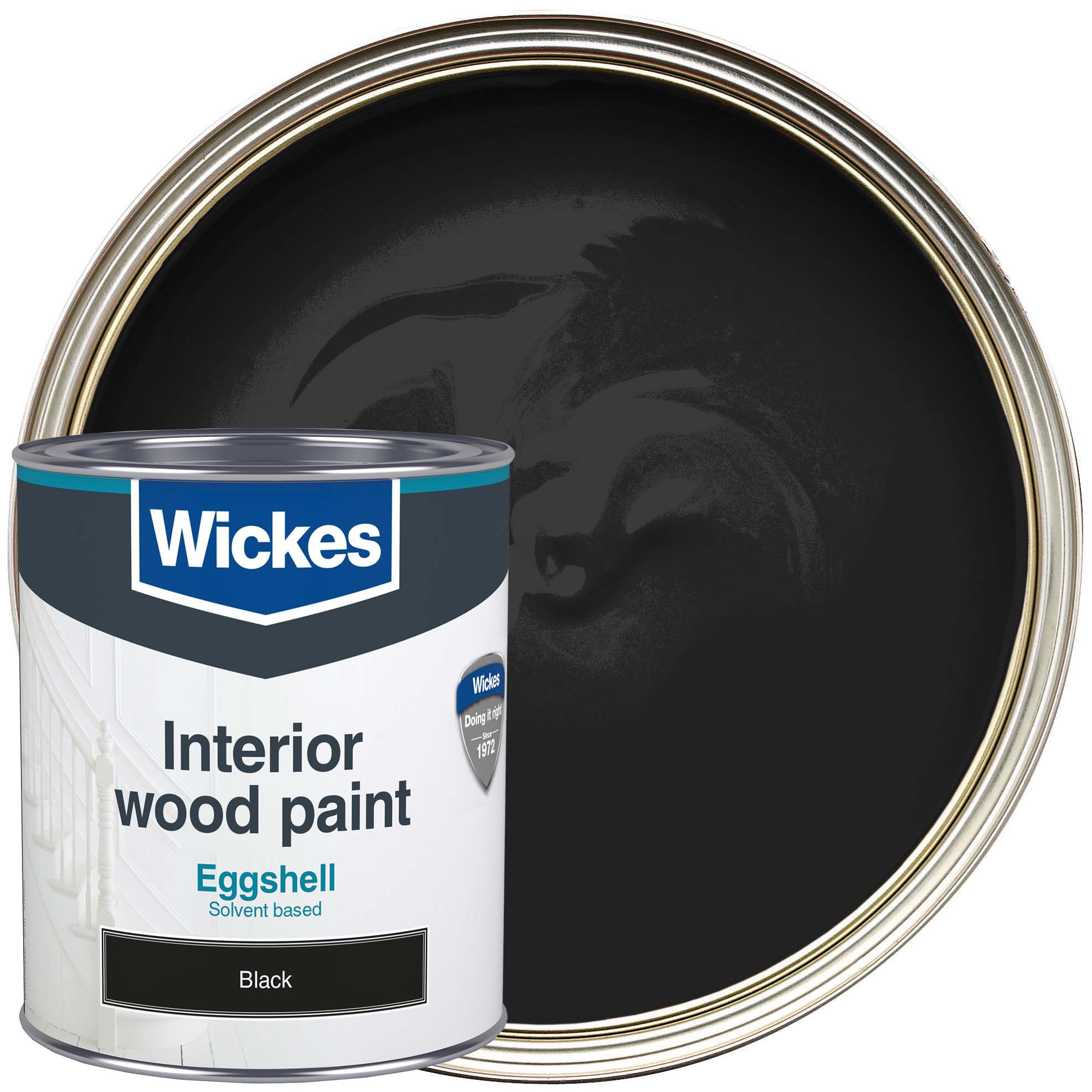Image of Wickes Eggshell Wood & Metal Paint - Black - 750ml