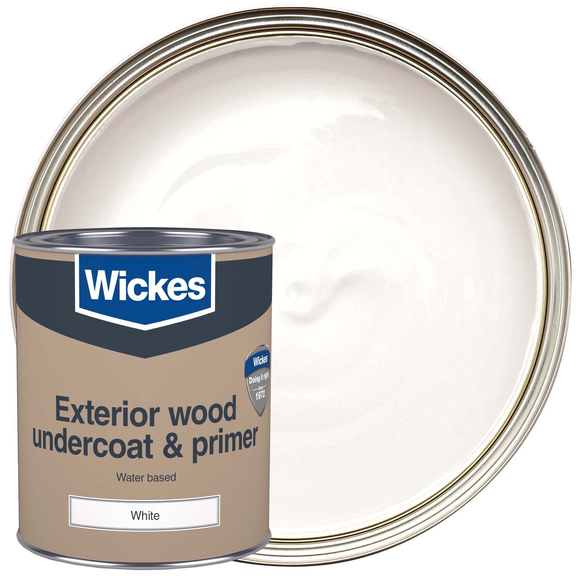 Wickes Exterior Primer & Undercoat Paint White 750ml