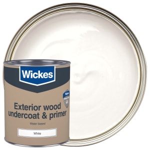 Wickes Exterior Primer & Undercoat Paint White 750ml
