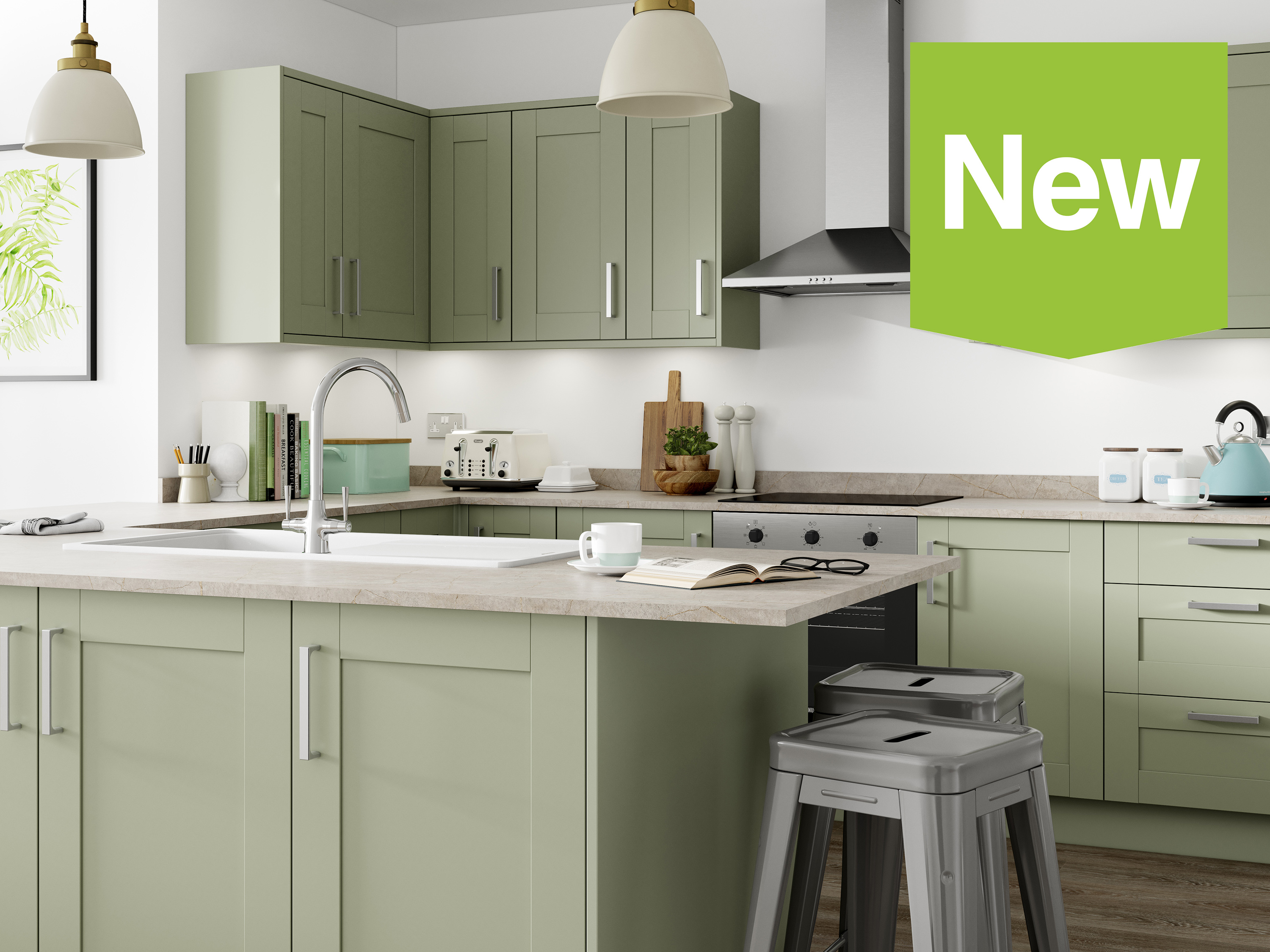 Wickes Lifestyle Kitchens Ready To Fit Flat Pack Kitchens Wickes   Ohio Sage RTF 2 With New Chevron I6o24s