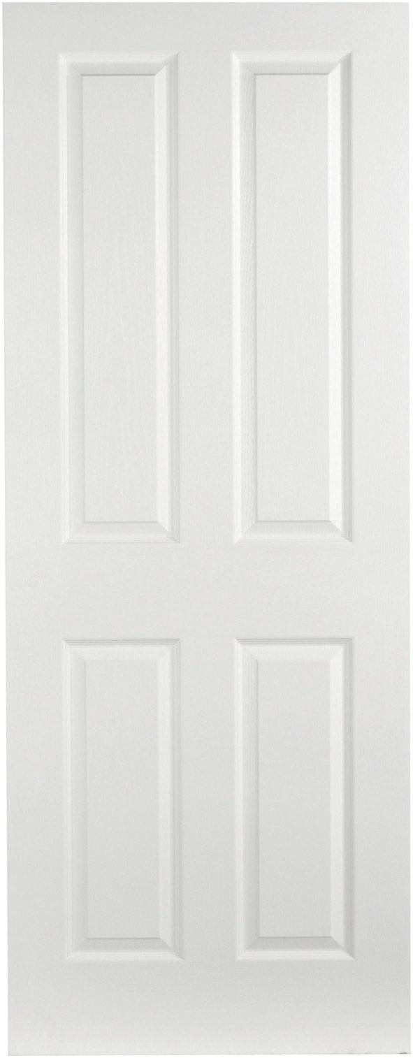 Wickes Chester White Grained Moulded Fully Finished 4 Panel Internal Door - 1981 x 610mm