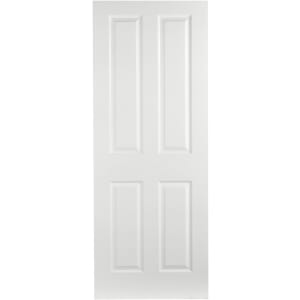 Image of Wickes Chester White Grained Moulded Fully Finished 4 Panel Internal Door - 1981 x 610mm