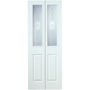 Wickes Chester White Grained Glazed Moulded 4 Panel Internal Bi-fold Door