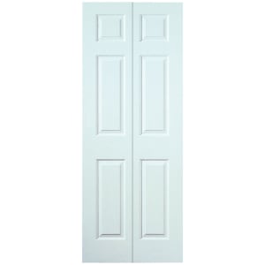 Wickes Lincoln White Grained Moulded 6 Panel Internal Bi-fold Door