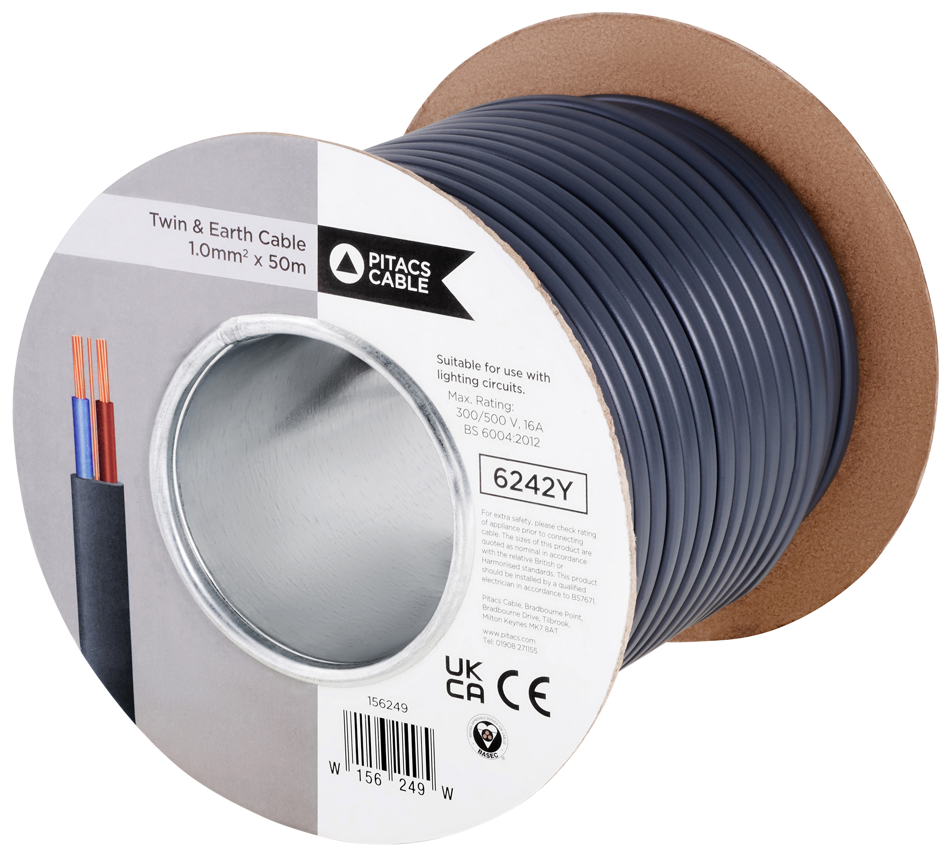 Image of Twin & Earth 6242Y Grey Cable - 1.0mm² - 50m