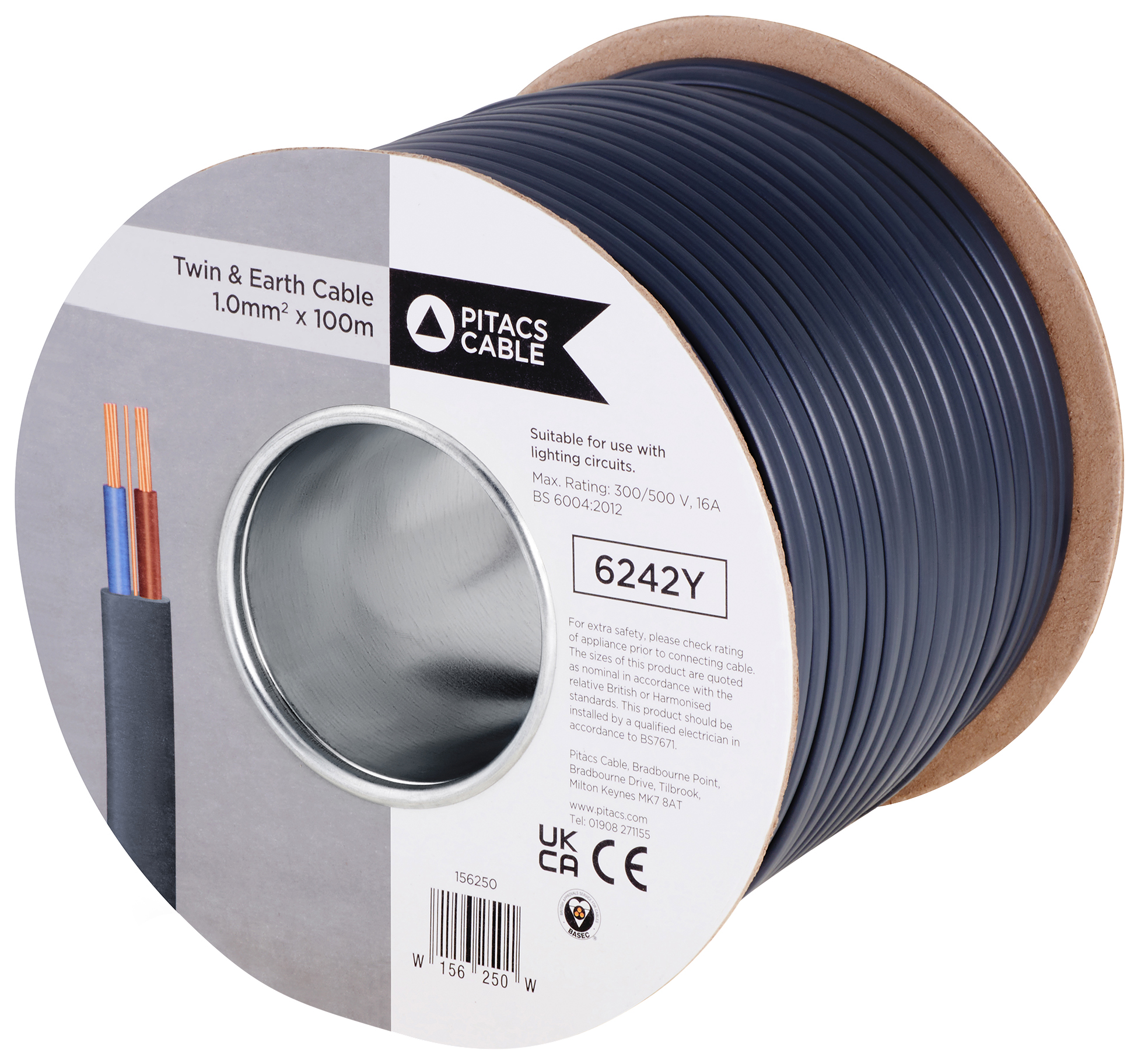 Image of Twin & Earth 6242Y Grey Cable - 1.0mm² - 100m