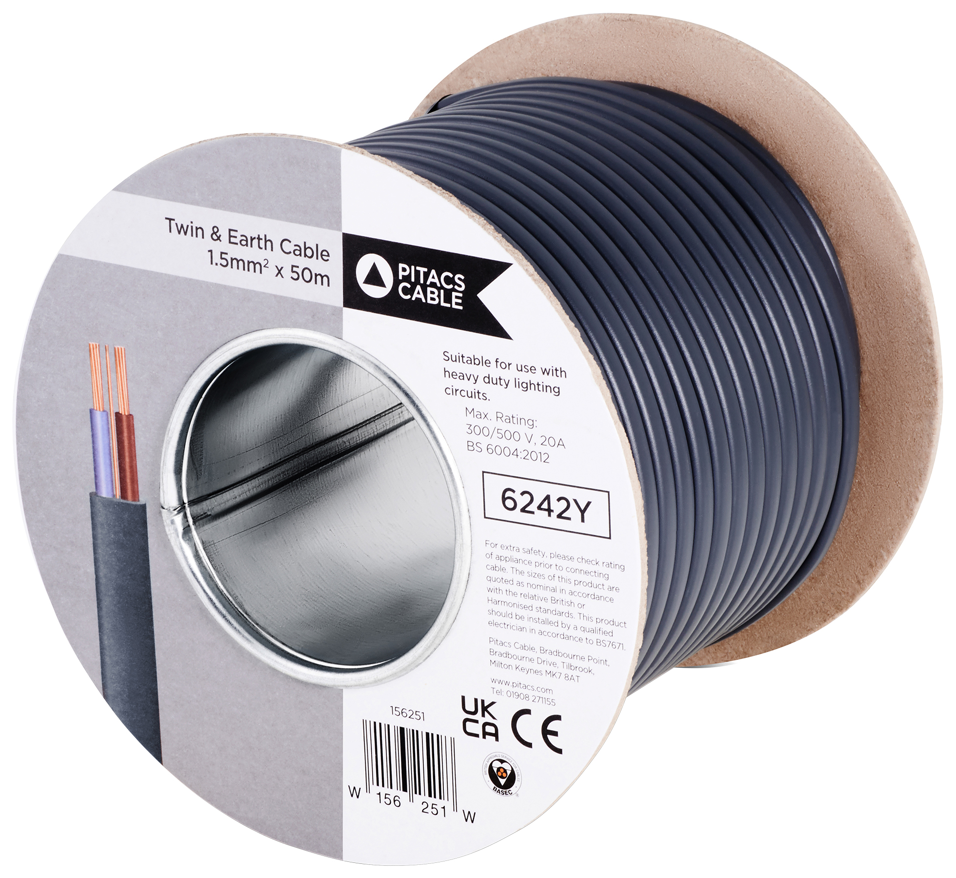 Image of Twin & Earth 6242Y Grey Cable - 1.5mm² - 50m