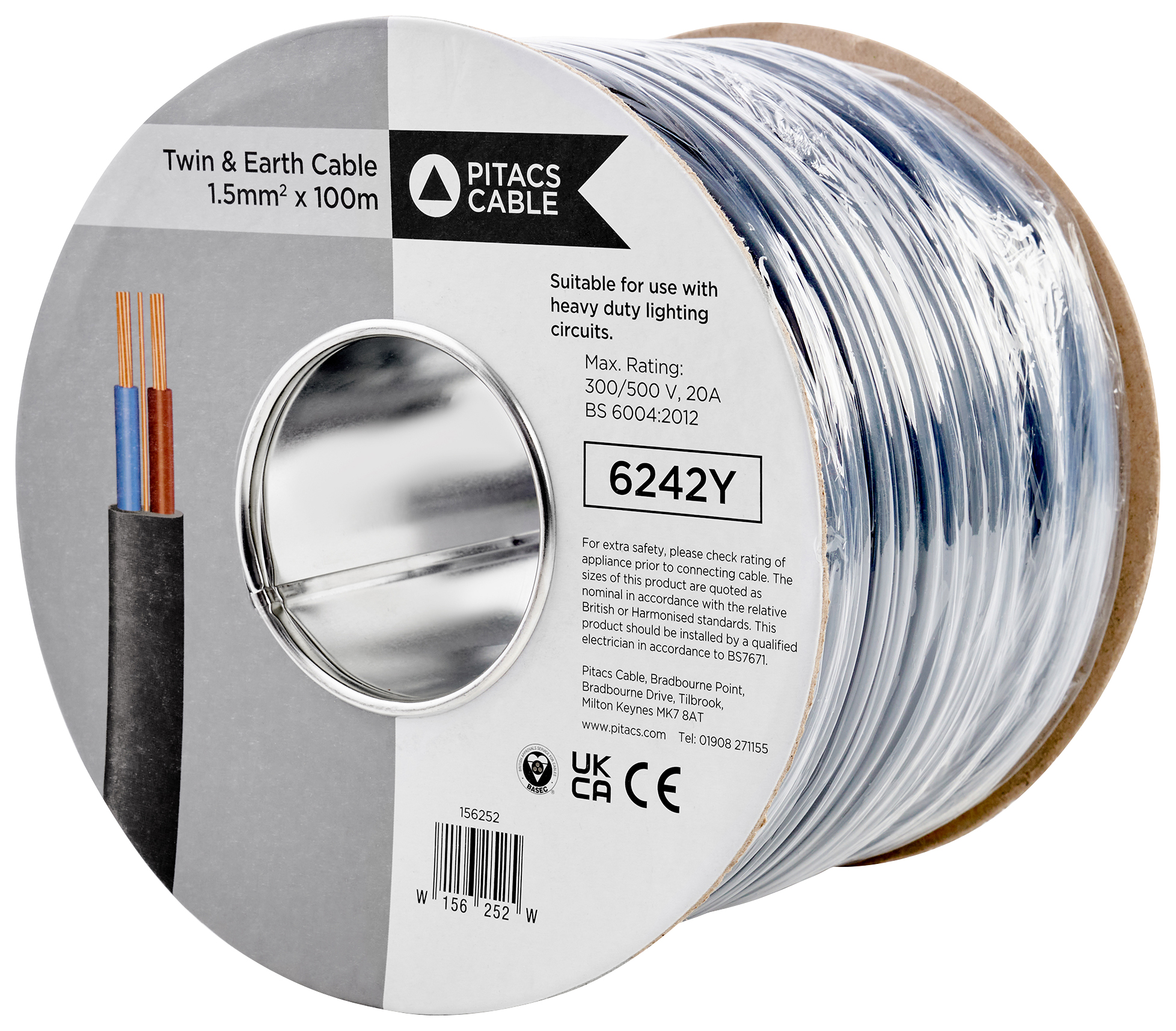 Image of Twin & Earth 6242Y Grey Cable - 1.5mm² - 100m