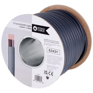 Wickes 3 Core & Earth Cable - Grey 1.5mm2 x 50m