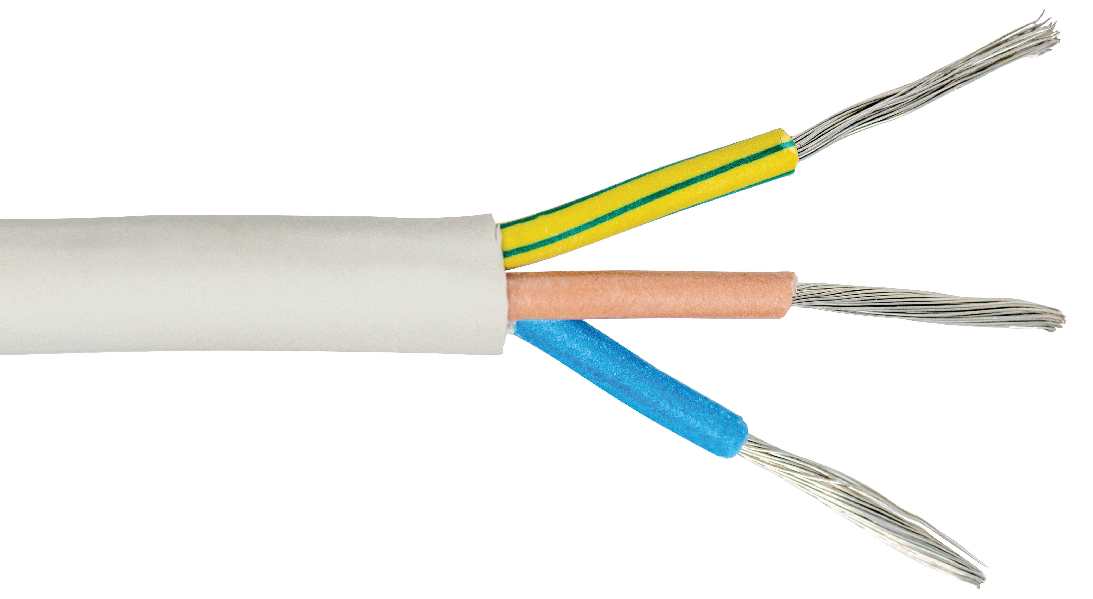 3 Core 3183TQ White Heat Resistant Butyl Flexible Cable - 2.5mm2 - 15m