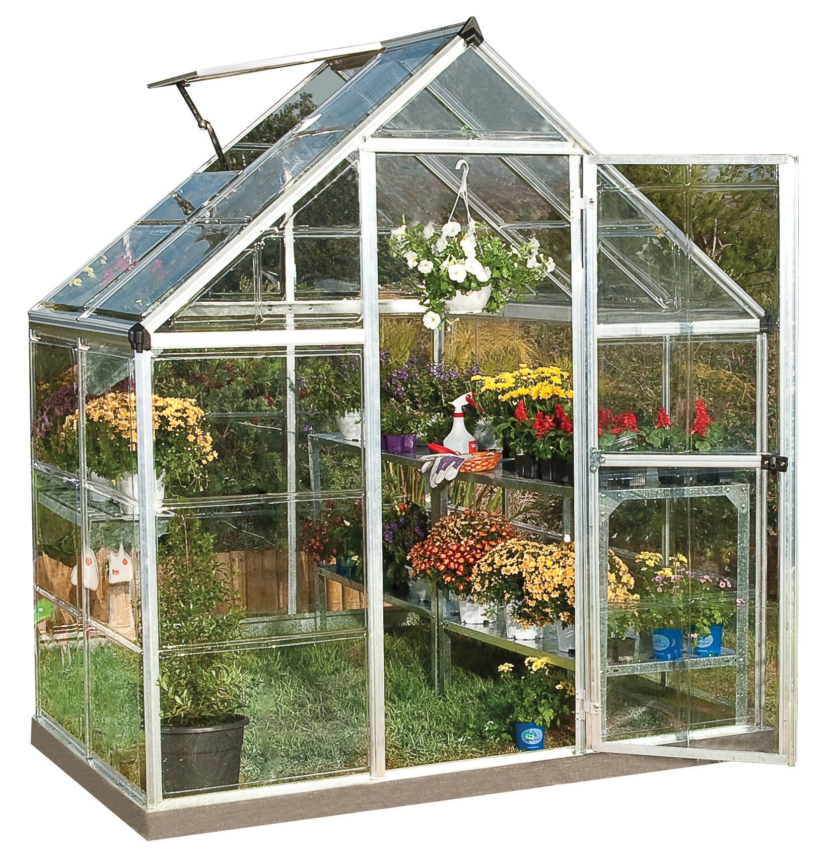 Image of Palram Canopia 6 x 4ft Harmony Aluminium Apex Greenhouse with Clear Polycarbonate Panels