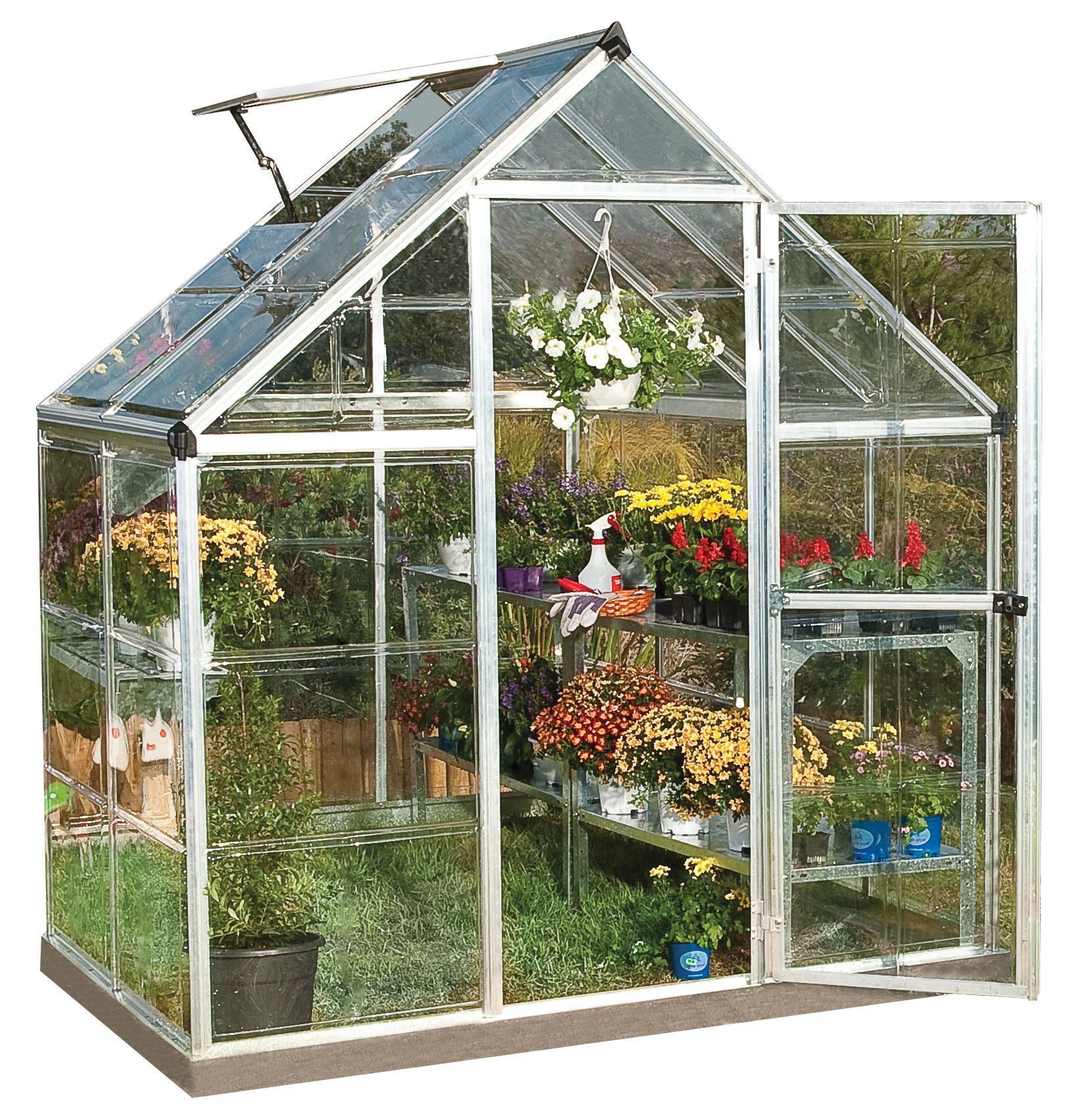 Palram Canopia Harmony Aluminium Apex Greenhouse with Clear Polycarbonate Panels - 6 x 4ft