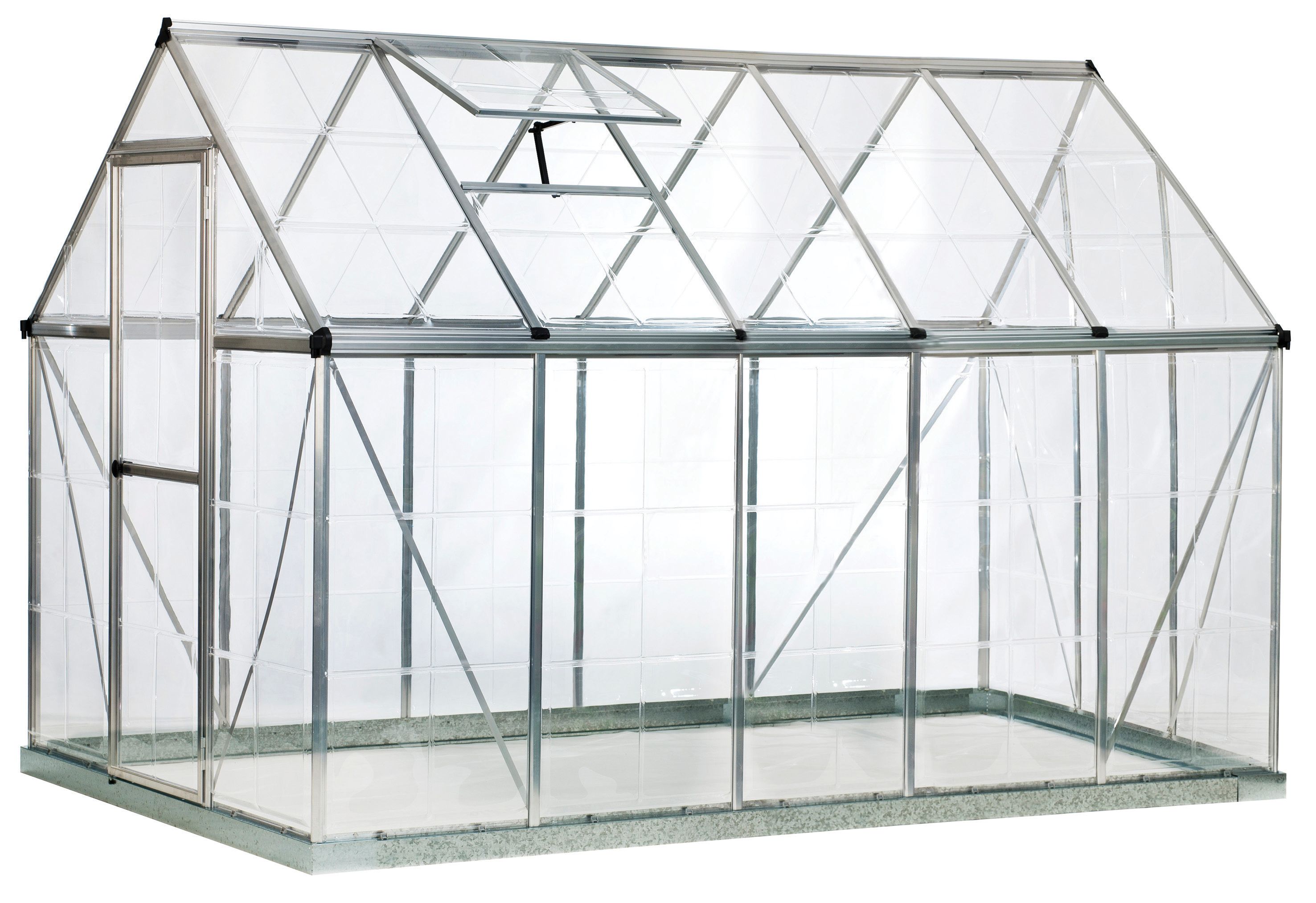 Palram Silver Canopia Harmony Large Aluminium Apex Greenhouse with Polycarbonate Panels - 6 x 10ft
