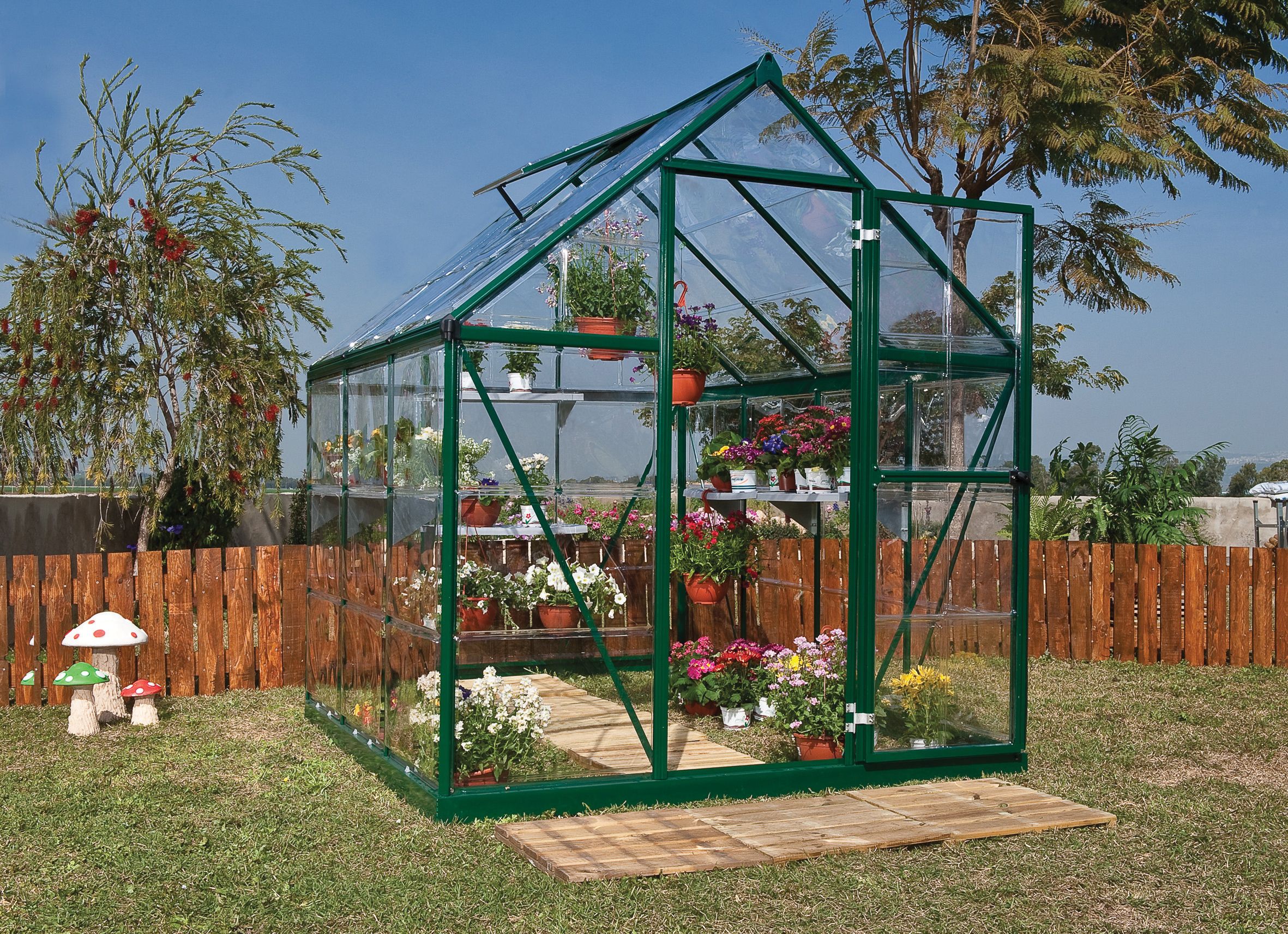 Palram Canopia 6 x 6ft Harmony Aluminium Apex Greenhouse with Clear Polycarbonate Panels