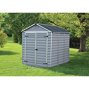 Palram Canopia Large Double Door Plastic Apex Shed with Skylight Roof - 6 x 8ft