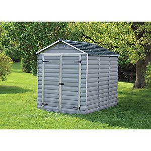 Palram - Canopia 6 x 8ft Large Double Door Plastic Apex Shed with Skylight Roof