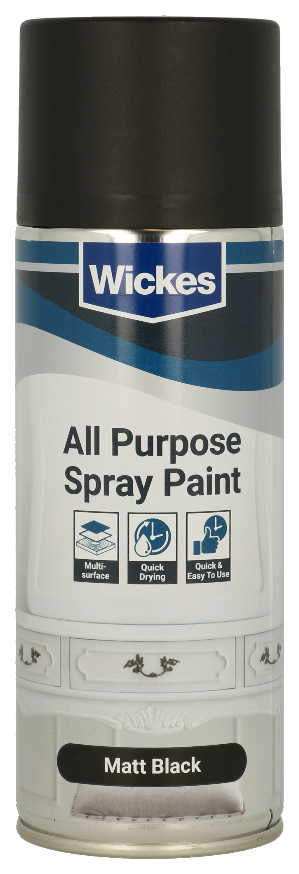 Wickes All Purpose Black Matt Spray Paint - 400ml